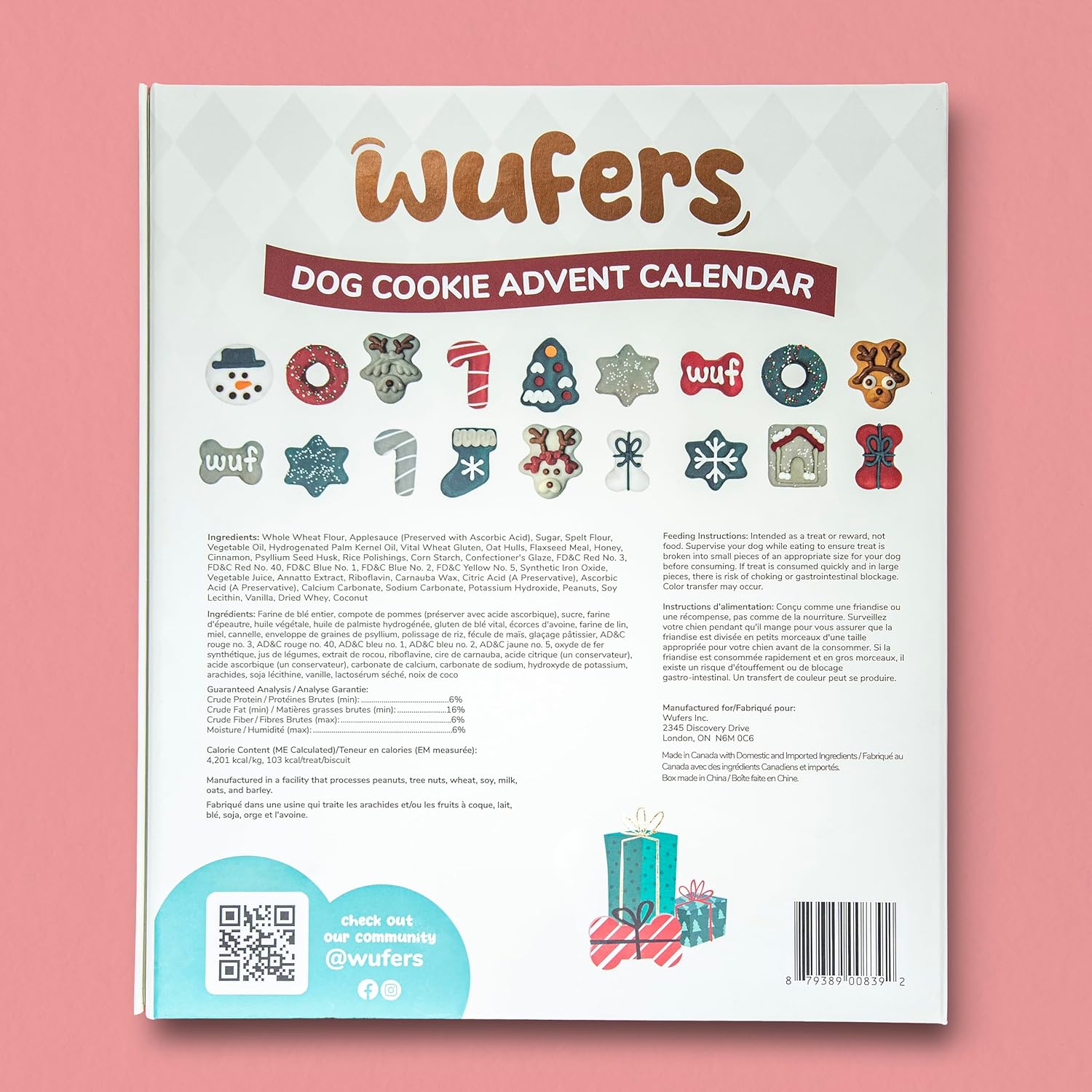 Wufers Singing Snow Globe Dog Advent Calendar, 24 Gourmet Holiday Dog Cookies – Christmas Countdown Dog Treats, Human-Grade Ingredients, Made in North America