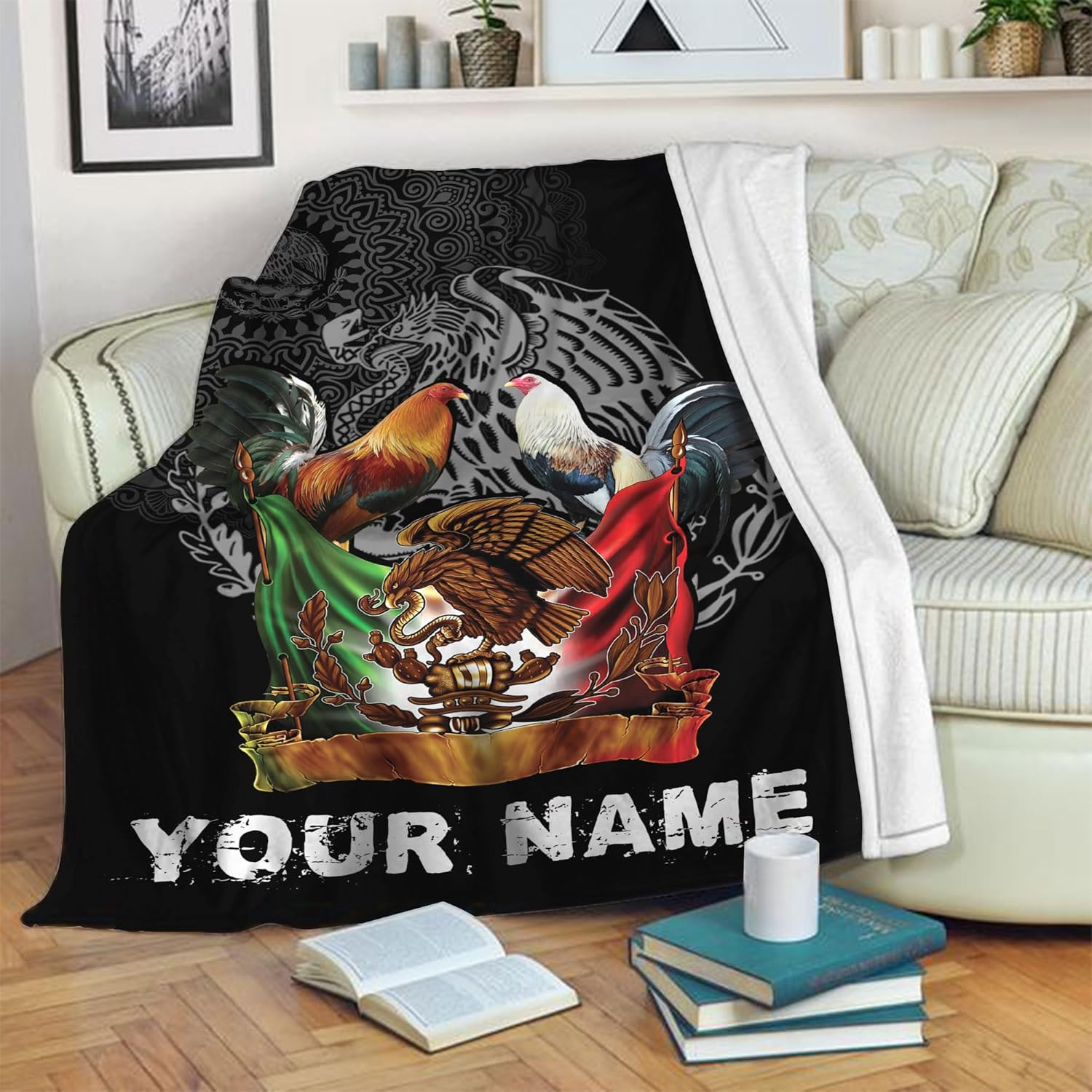 PAgree Personalized Chicken Rooster Blanket Soft Fuzzy Flannel Plush Farmhouse Throw for Couch,Sofa Bed Decorative Blankets Funny Colorful Rooster Brightly Colored Rooster in The Farm (RS12)