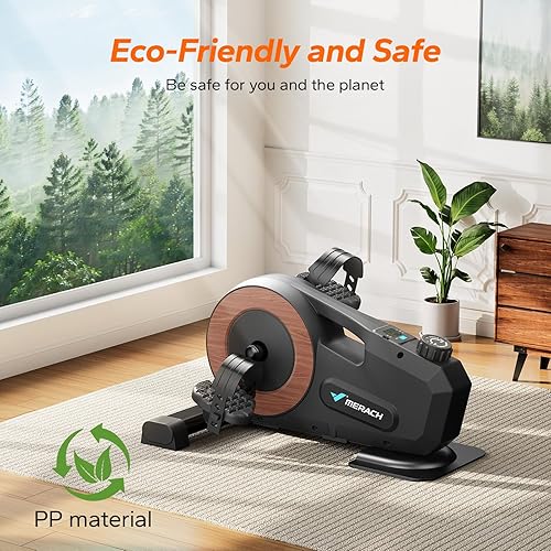 Vista 19 de Ejercitador de pedal para bicicleta debajo del escritorio, mini bicicleta estática magnética silenciosa con aplicación MERACH para brazos, Negro