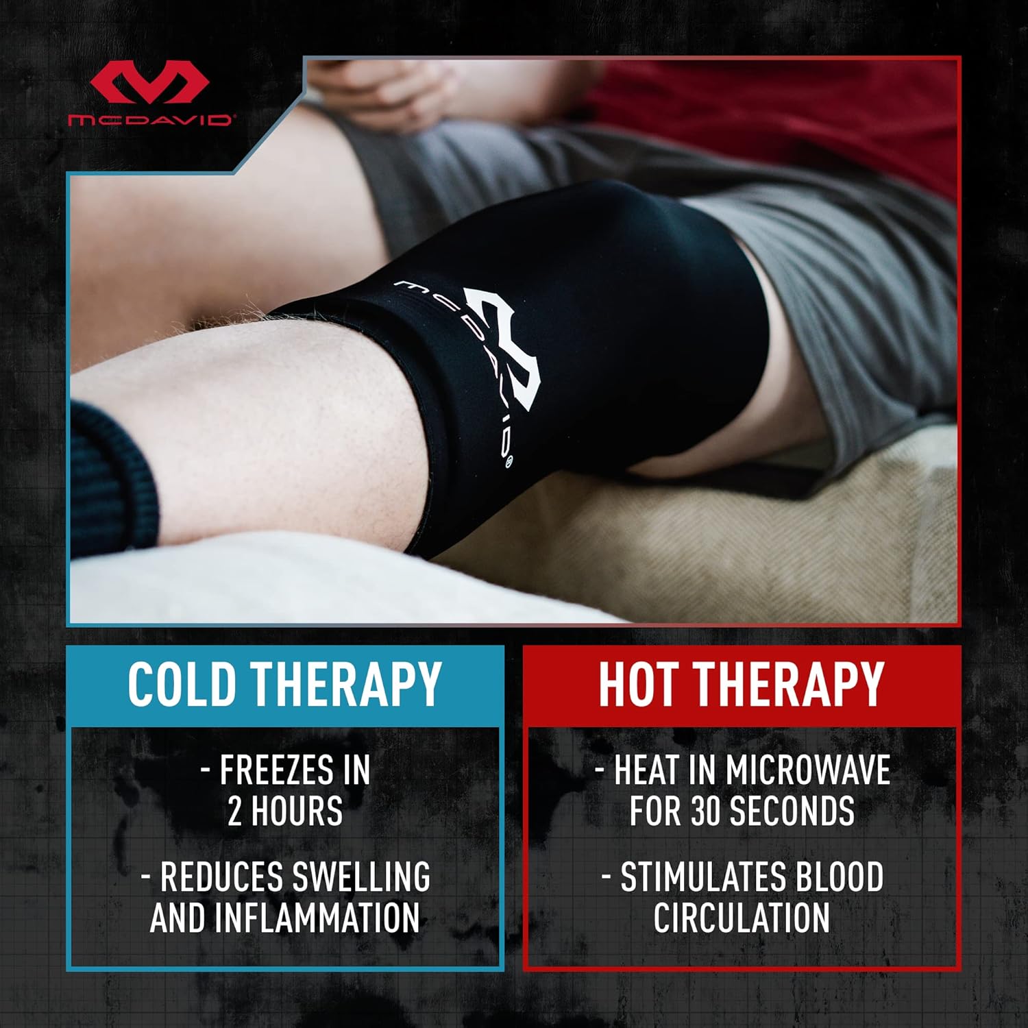 McDavid Knee/Thigh Ice & Hot Therapy Compression Sleeve, Injury Recovery