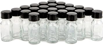Vivaplex, 24, Clear, 10 ml 1/3 oz Glass Bottles, with Lids