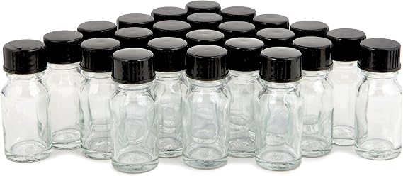 Vivaplex, 24, Clear, 10 ml (1/3 oz) Glass Bottles, with Lids