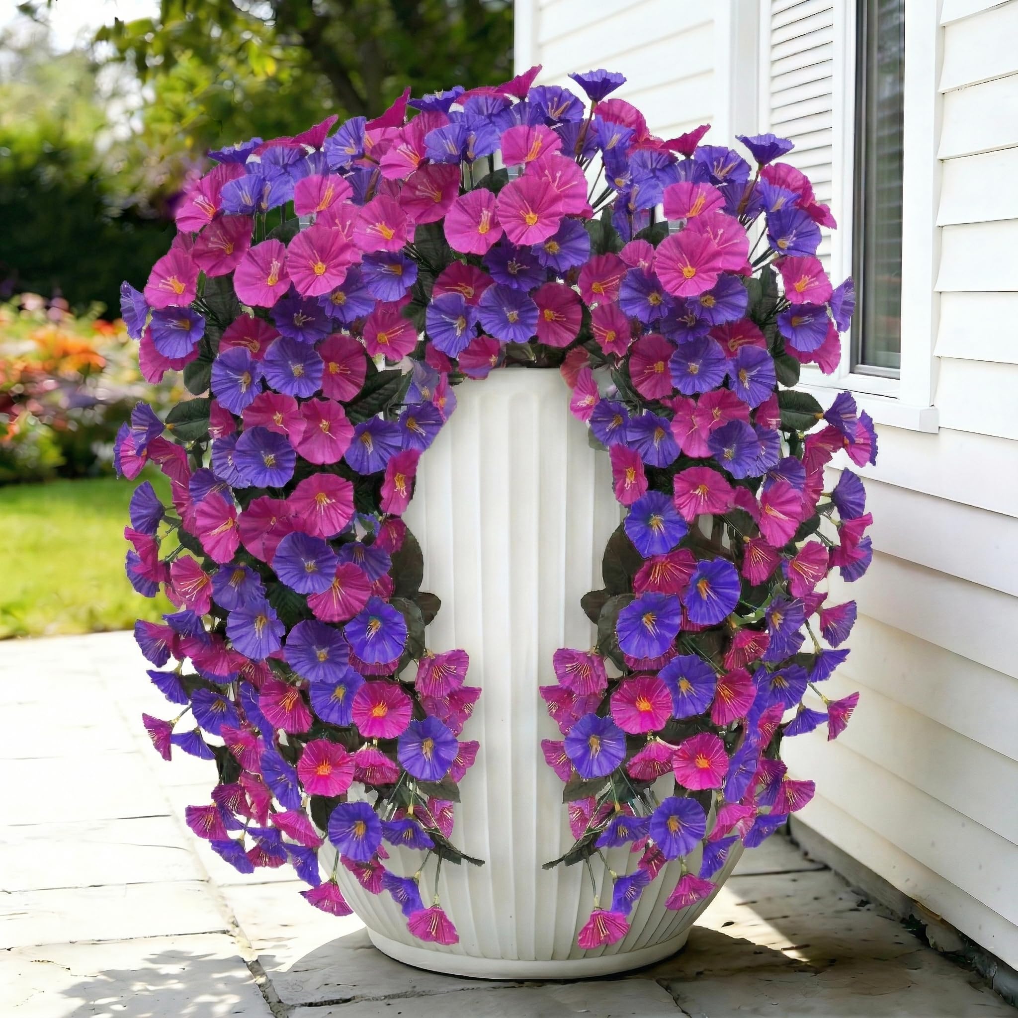 Fleurs artificielles pour extérieur Lot de 2 pétunias suspendus pour porche