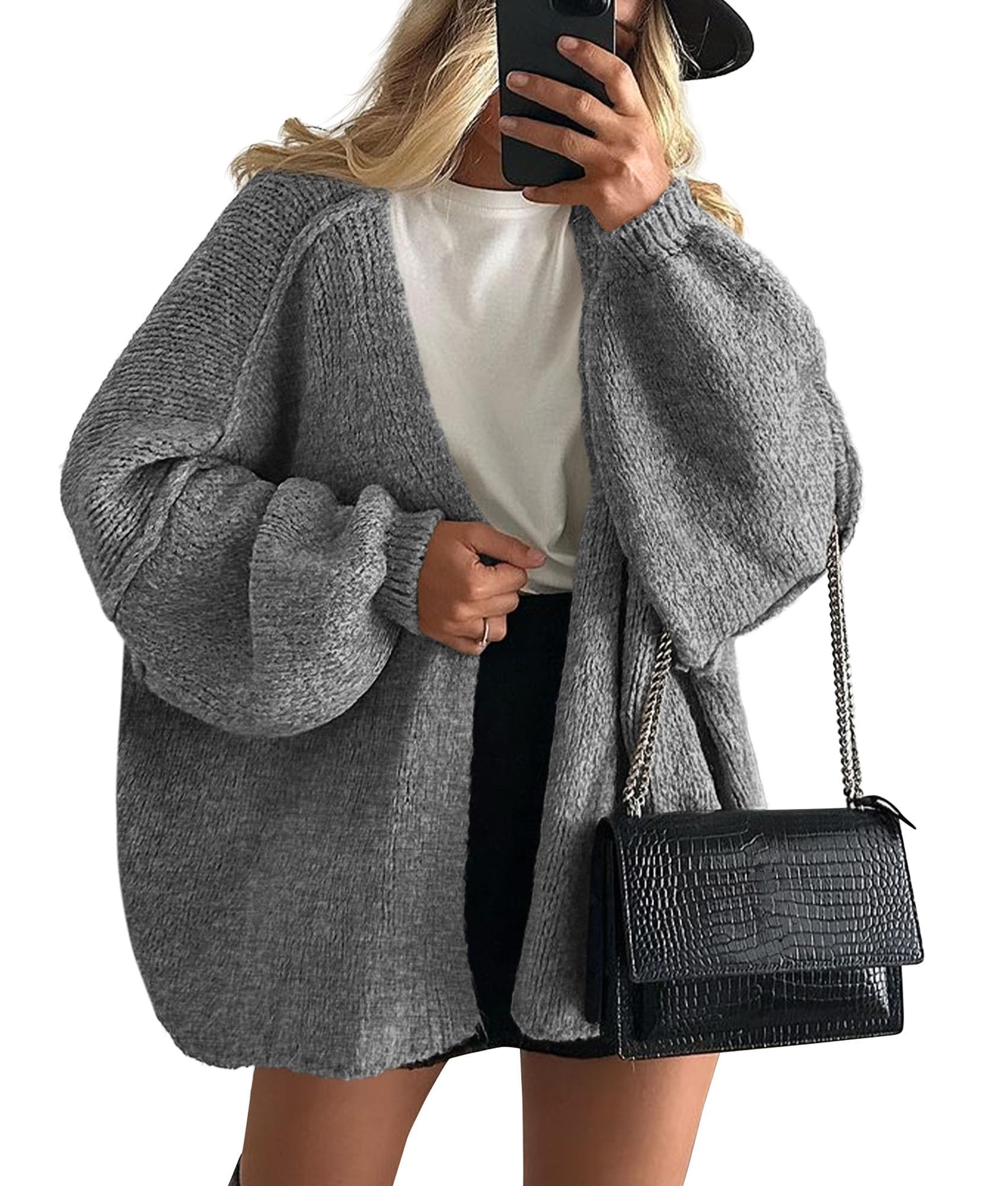 PRETTYGARDEN Womens Open Front Oversized Cardigan Sweaters