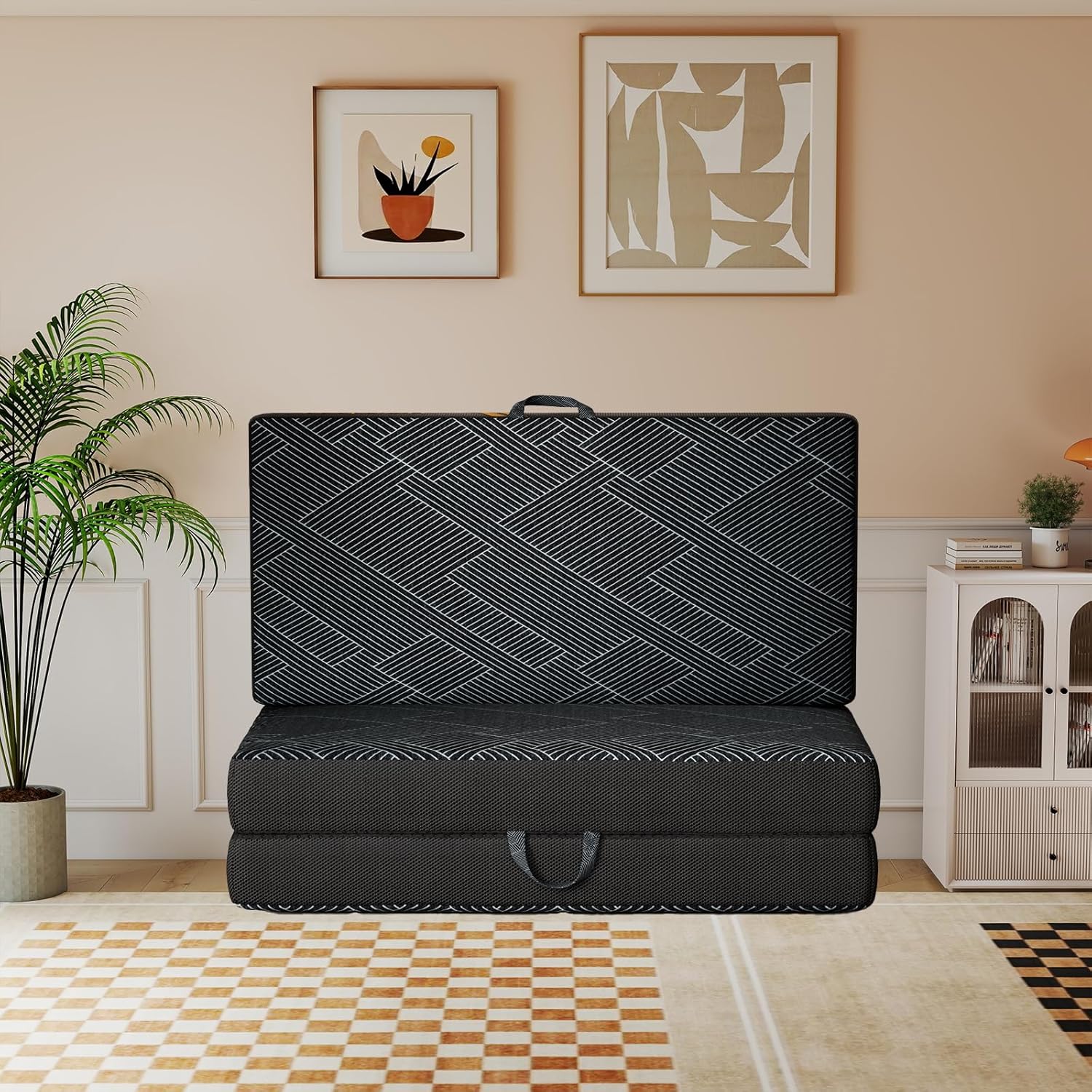 4-in-1 Convertible Foam Cushion, Folding Sofa Bed & Guest Mattress & Lounge Couch