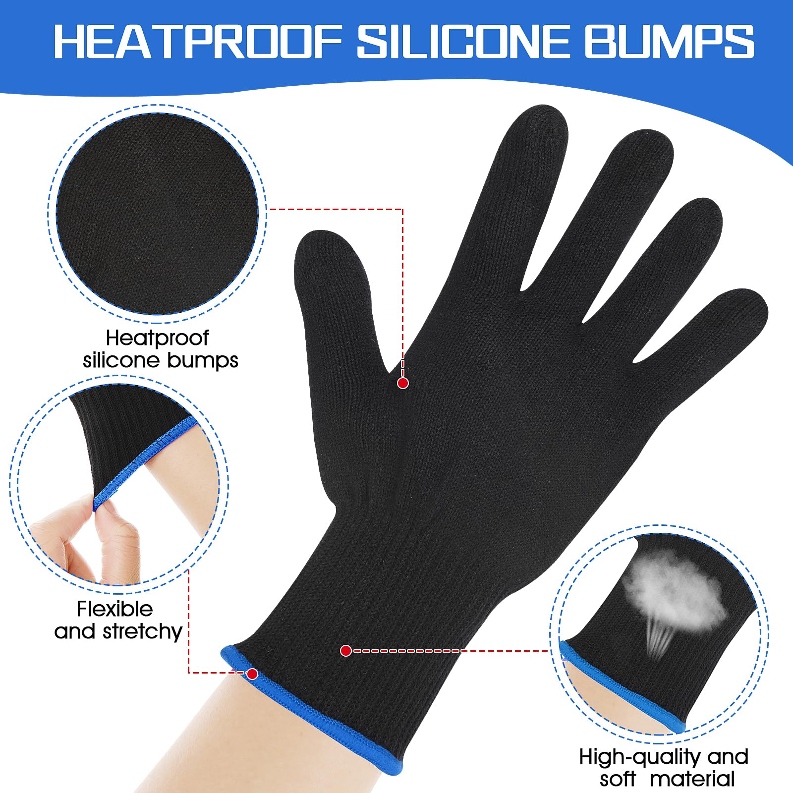WLLHYF Guantes resistentes al calor para peinar el cabello, bloqueo de calor para rizadores, 2 piezas