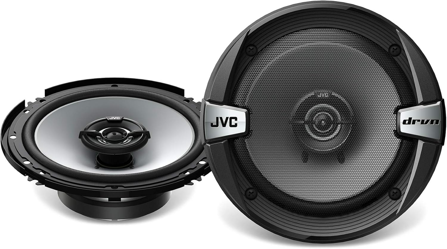 JVC CS-DR162 DRVN Series 6.5 Inch 2-Way 300 Wats Car Speakers (Coaxial)- Set of 2 (Black) with horn ring sound enhancer