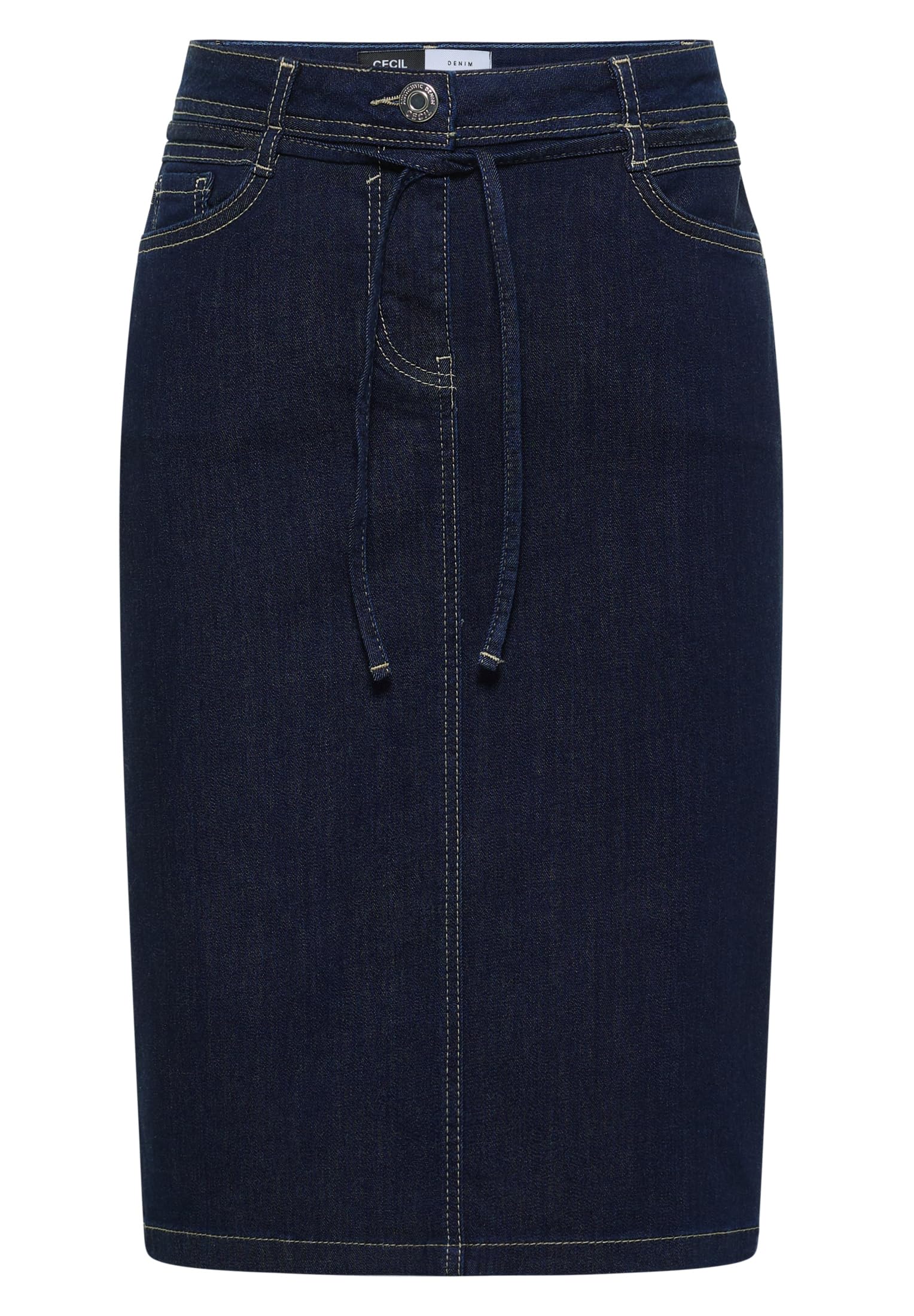 Cecil Damen Knielanger Denimrock mit Gürteldetail