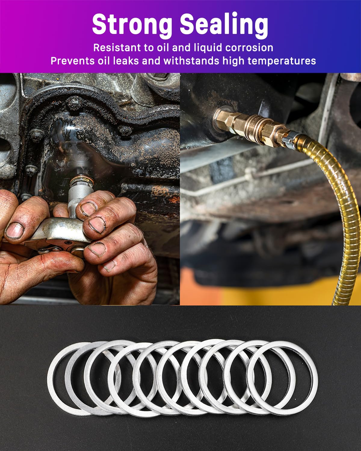 ANVINKU 600PCS Metal Washers, Aluminium Sump Plug Washer, 18 Sizes Oil Drain Plug Gaskets, M6, M8, M10, M12, M14, M16, M18 - Image 4