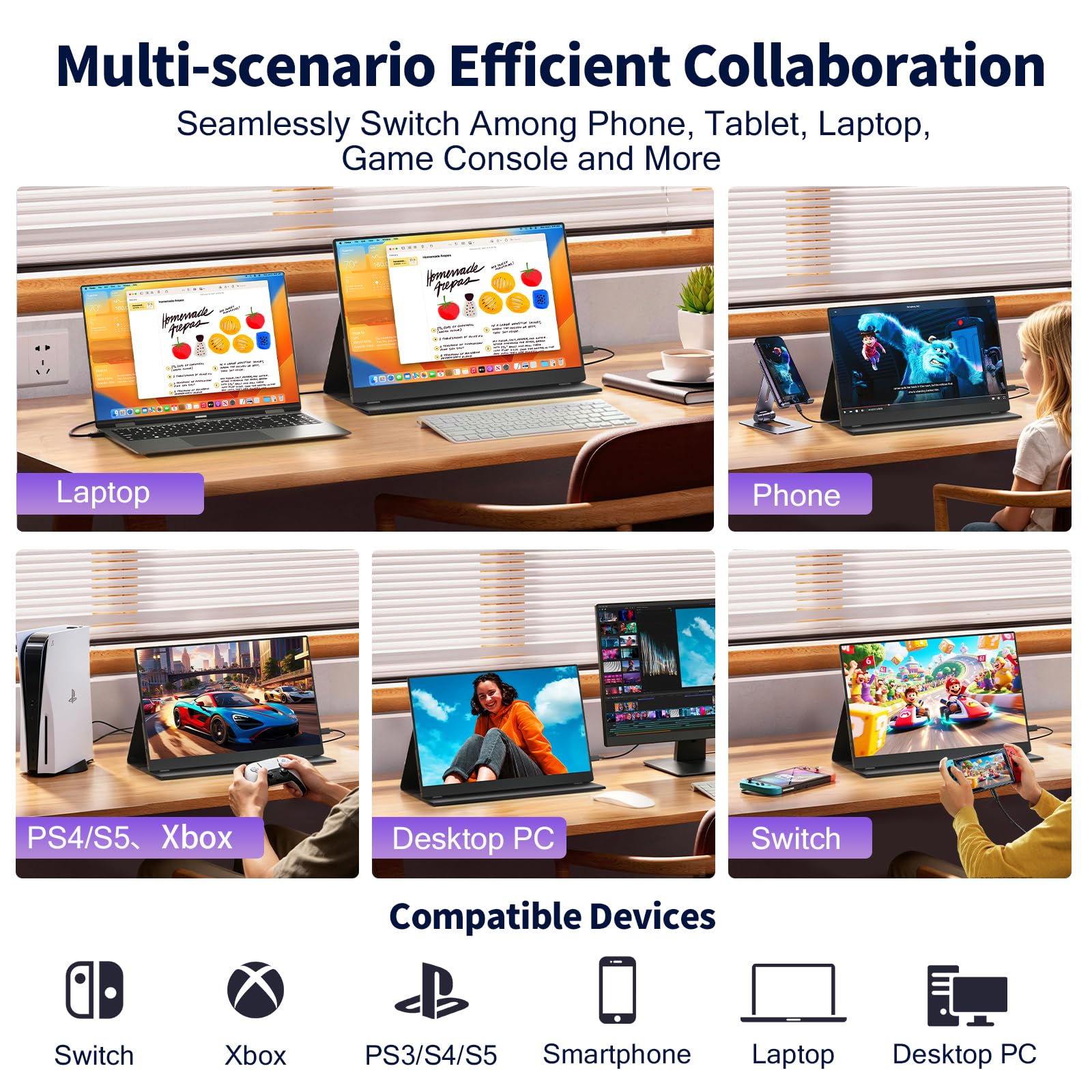 Amazon.com: COOLHOOD 18.5 Inch Portable Monitor, FHD 120Hz IPS HDR