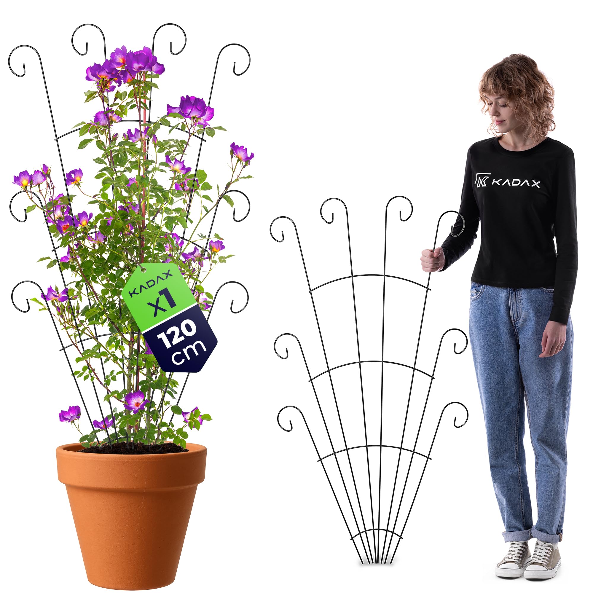 KADAX Treillis pour Plantes grimpantes - 62 x 120 cm en Acier thermolaqué - Support pour rosiers et clématites - Protection antirouille Anti-UV extérieur