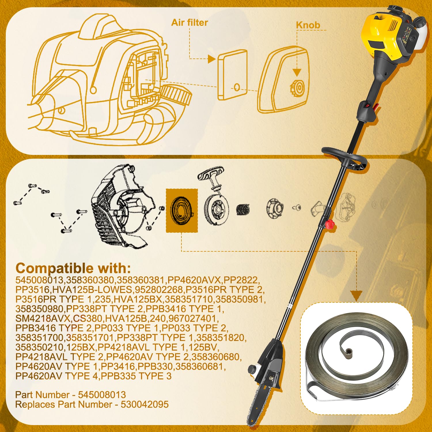 Amazon.com: HASMX 545008013 Line Trimmer Recoil Starter Spring for