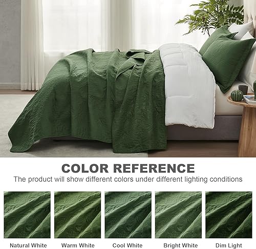 Vista 86 de Hansleep - Edredón blanco tamaño Queen – Colcha barroca ultrasónica para todas las estaciones, juego de ropa de cama suave y ligero, 3 piezas