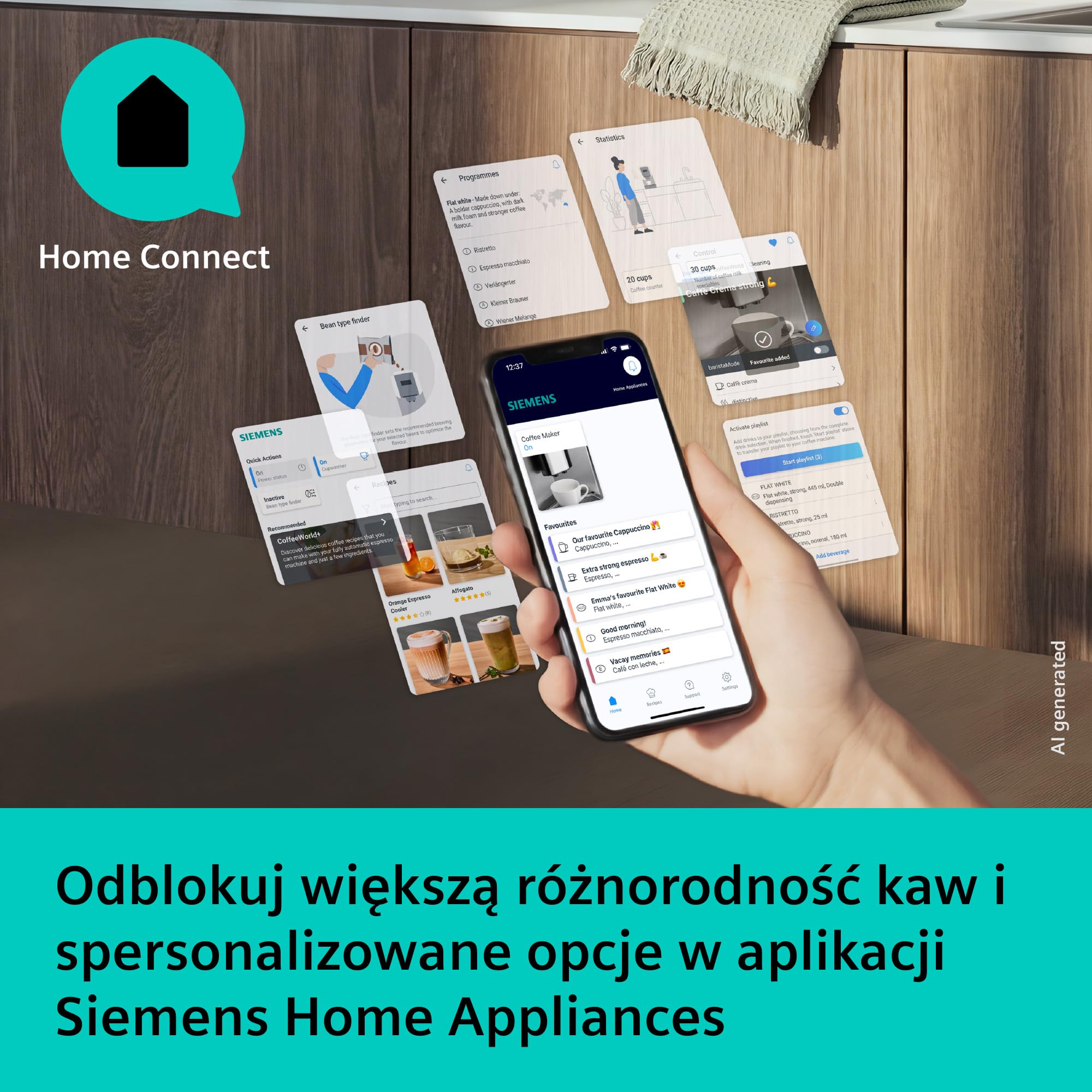 Siemens EQ500 iAroma, w pełni automatyczny ekspres do kawy ze zintegrowanym młynkiem, dotykowe sterowanie dla 8 napojów i szybka personalizacja, łatwe czyszczenie, czarny, TP553E19