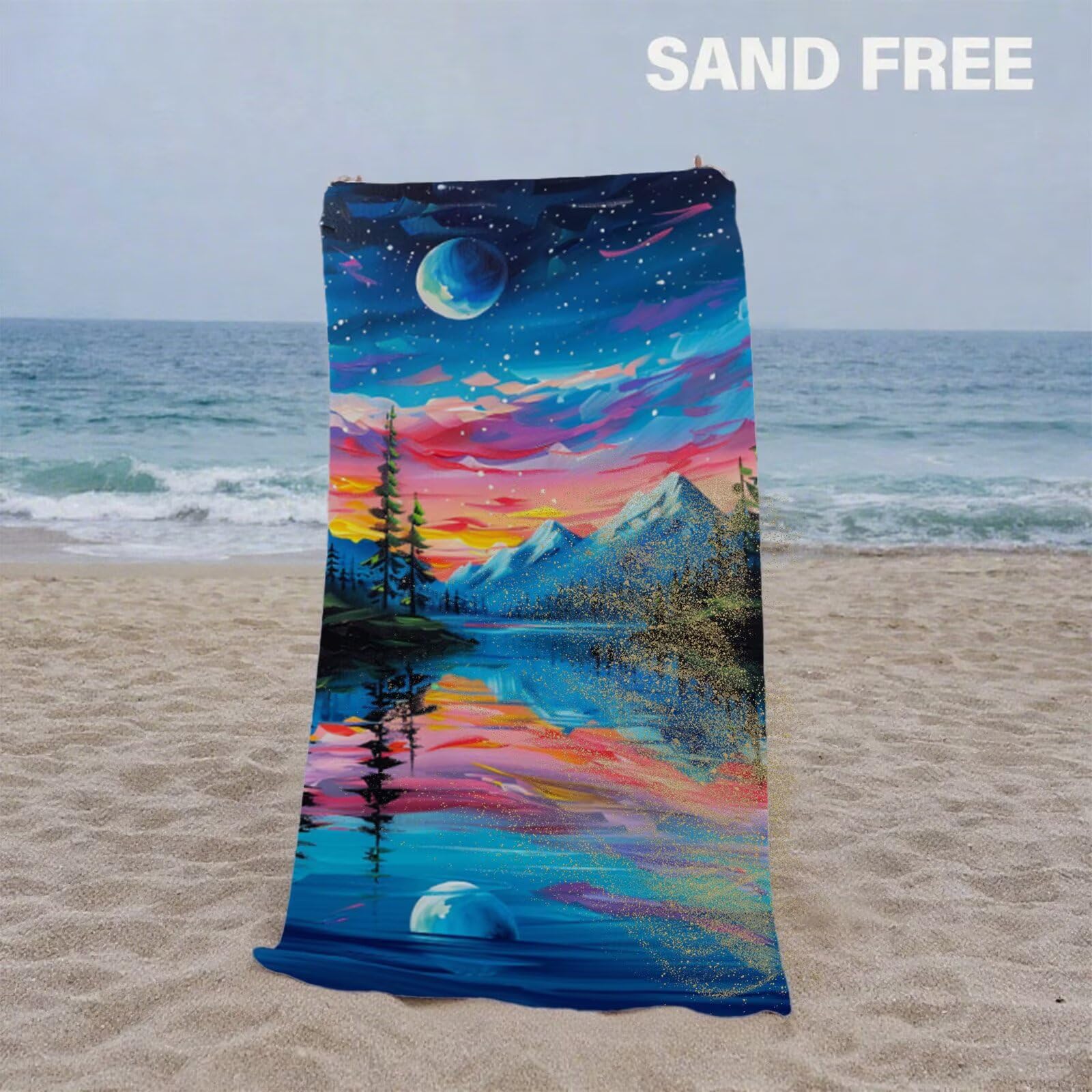 Telo Mare Microfibra 220x100 cm Telo Mare Grande, Asciugamano Palestra Asciugatura Rapida, Stuoia Campeggio Anti-Sabbia, Morbido, Assorbente, con Borsa Portaoggetti, Accessori Campeggio, Regalo Y2-640
