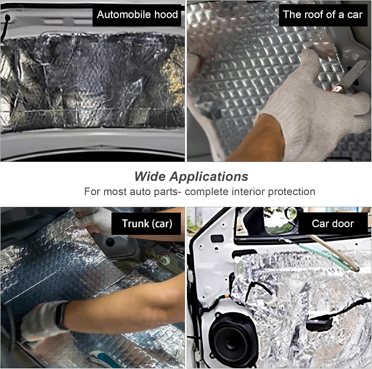 Sound Deadening Mat for Cars, Sound Deadening Material for Cars, Thick Deadening Mat, Insulation ,10 Sheets, Silver, for Automotive Trunks, Doors, Hoods