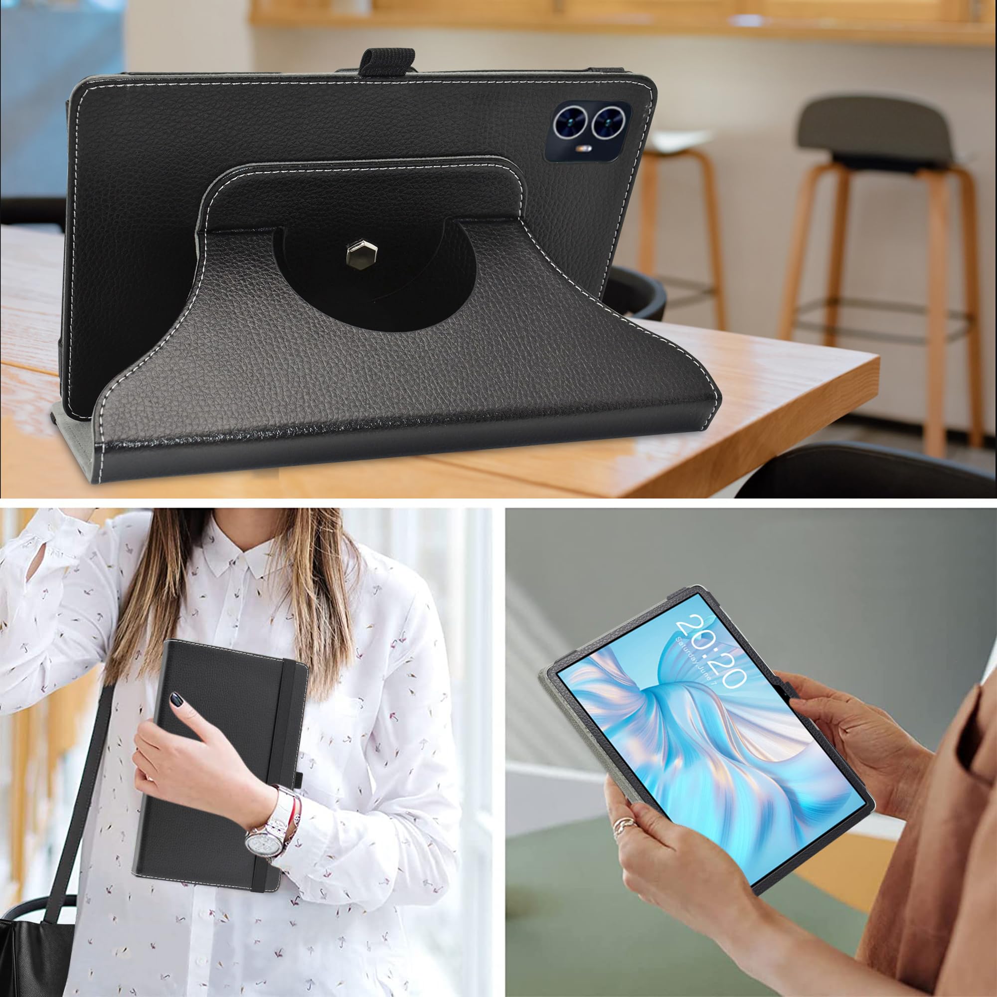MAMA MOUTH 360° Drehbare Tablet-Hülle Für Teclast M50 Pro / M50 / M50HD - Schutzhülle Mit Ständerfunktion, Schwarz