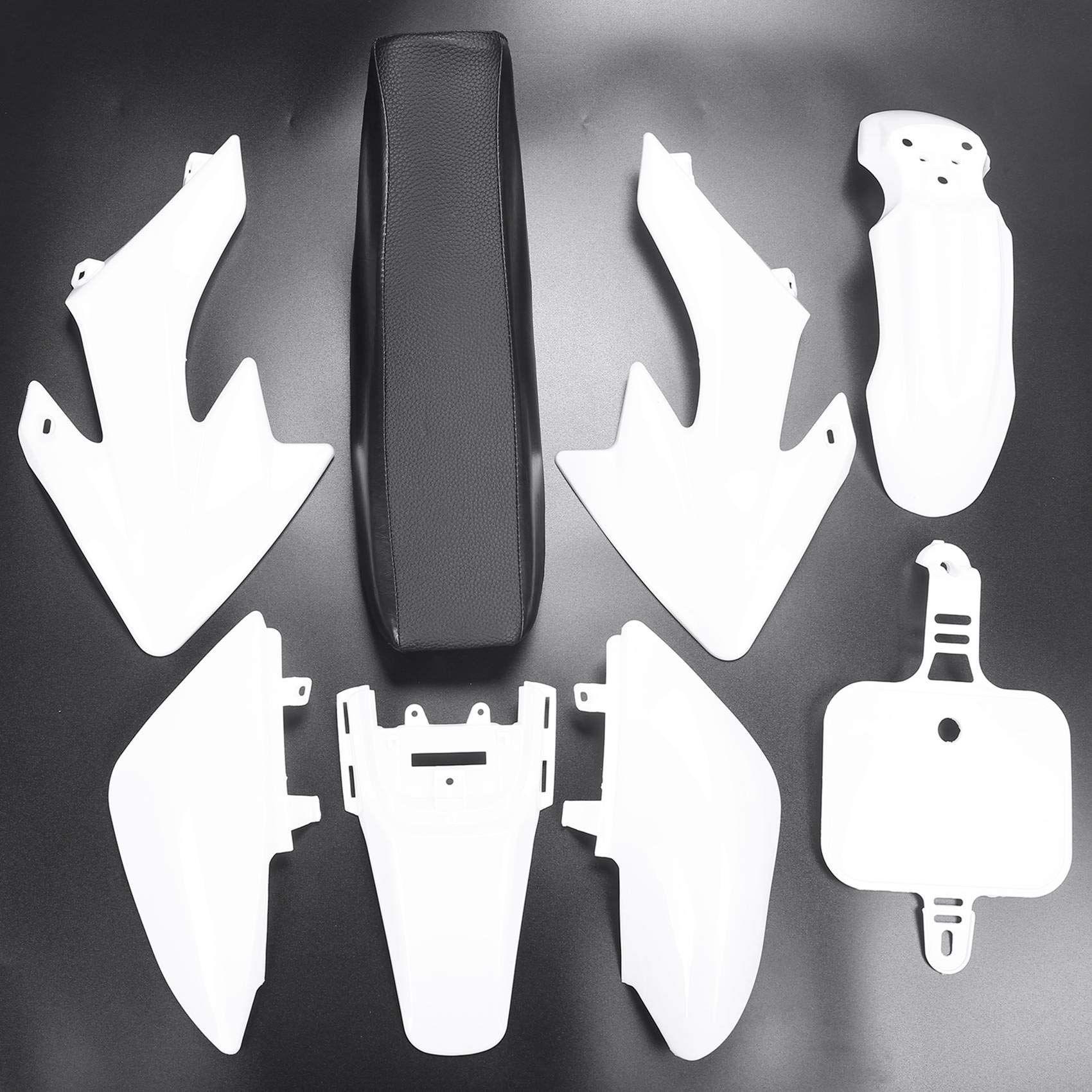 Set di parafanghi per moto e fuoristrada, 8 pezzi, 50 cc, 110 cc, 125 cc, 140 cc, in plastica, 4 tempi, Crf50, per moto e fuoristrada, bianco