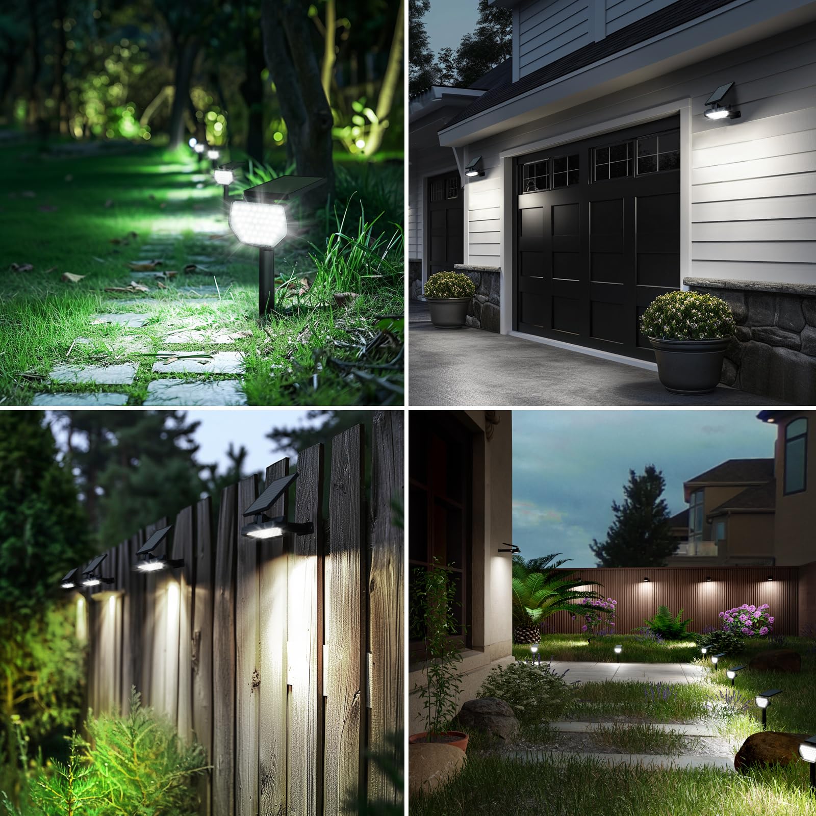 Lepro Solar Gartenleuchten Kaltweiß IP65 Aussen 2 Beleuchtungsmodi, 4 Stück | Solarlampen für Außen Garten, IP65 mit Drehbaren Solar Panel, 2-in-1 Solarleuchten, 43LED Solar Strahler Wegeleuchten