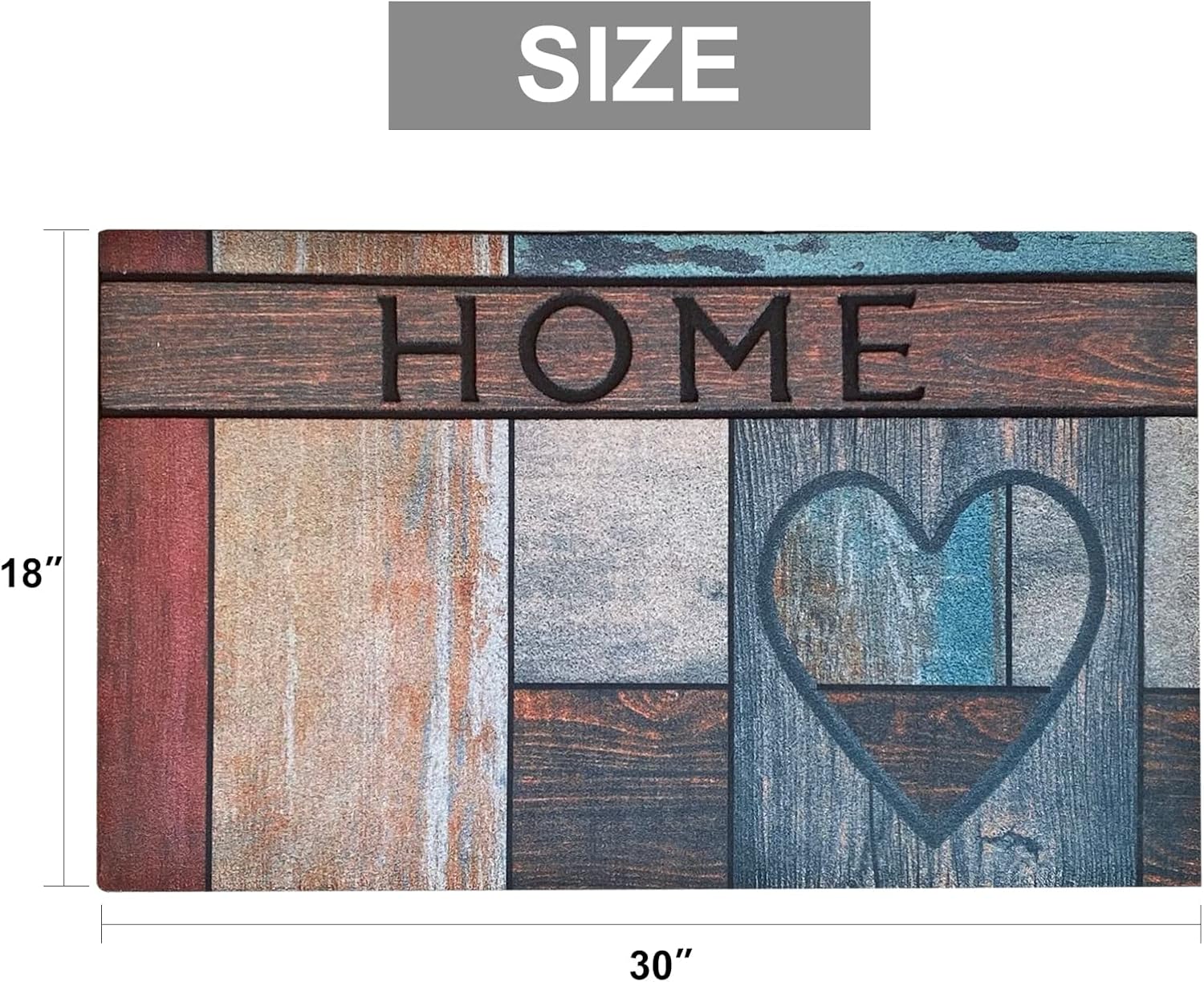 ANDSTAR Home Door Mat 18x30 Inch Colorful Plank Home Design Entryway Door Mat Durable Non Slip Welcome Mat Entry Rugs Indoor Outdoor Home Decoration for Home, Garage, Patio(1 Pc)