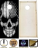 Vista 3 de BackYardGamesUSA Juego de tablas de cornhole de madera prémium hechas a mano – Serie Calavera – Hecho a mano en Estados Unidos, tamaño reglamentario
