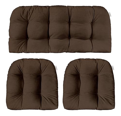 RSH DECOR Sunbrella 3-Piece Tufted Wicker Cushion Set | 41"