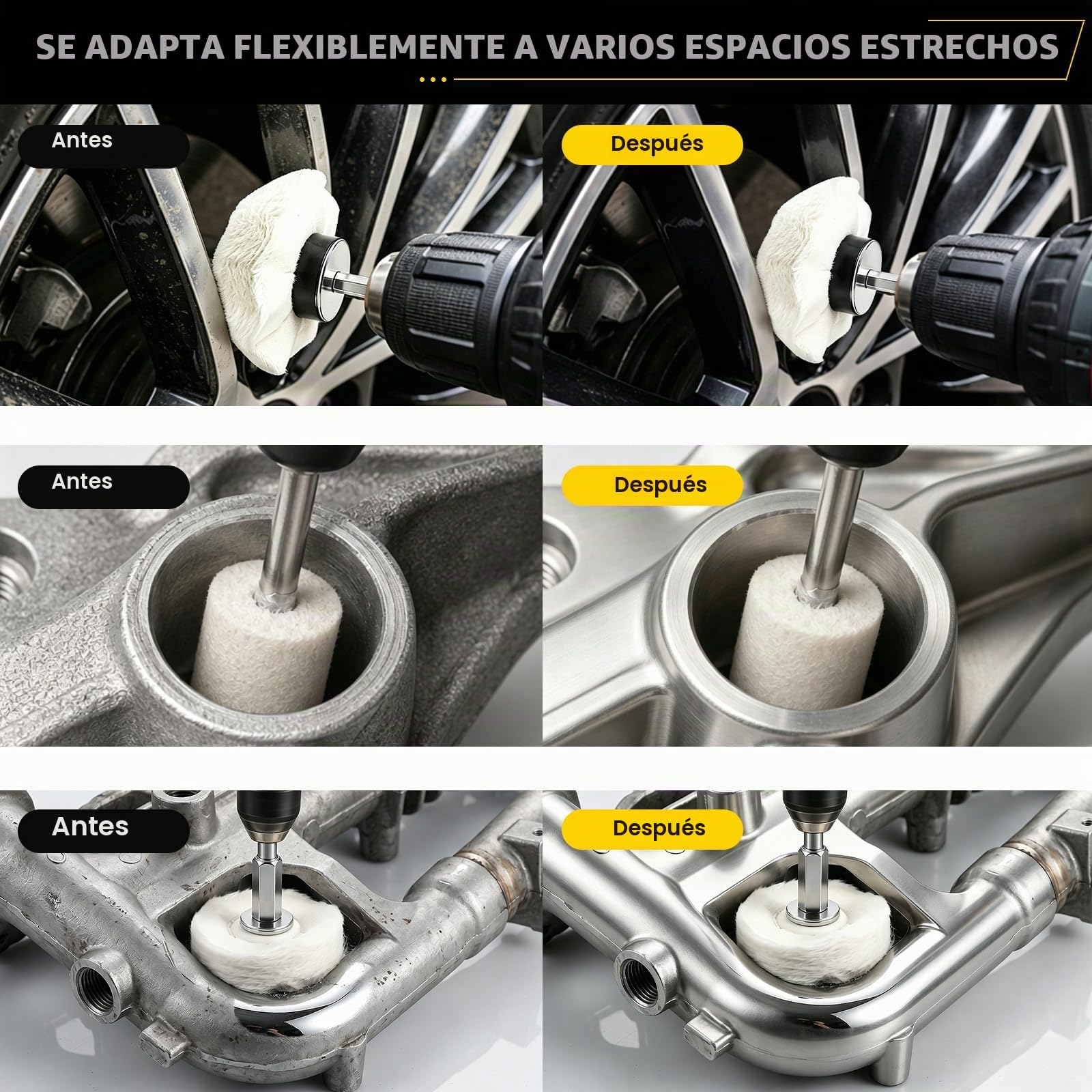 EFUTURETIME 13 Piezas Kit Disco de Pulir para Taladro, Kit Pulido Ruedas con Discos Pulidores y Pasta Abrasiva para Pulido Cromo Moto, Barniz Faros Coche, Limpia Llantas, Metal, Aluminio, Llantas