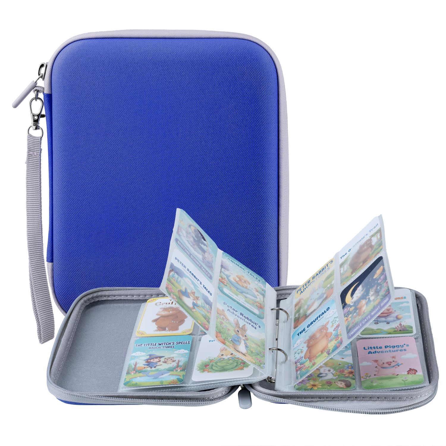 Wigearss Yoto Card Holder 120 Pockets, Large Capacity Card Case for Yoto Player Cards, Travel Organiser Binder with Zipper & Slanted Sleeves for Kids, Waterproof PVC [Blue]