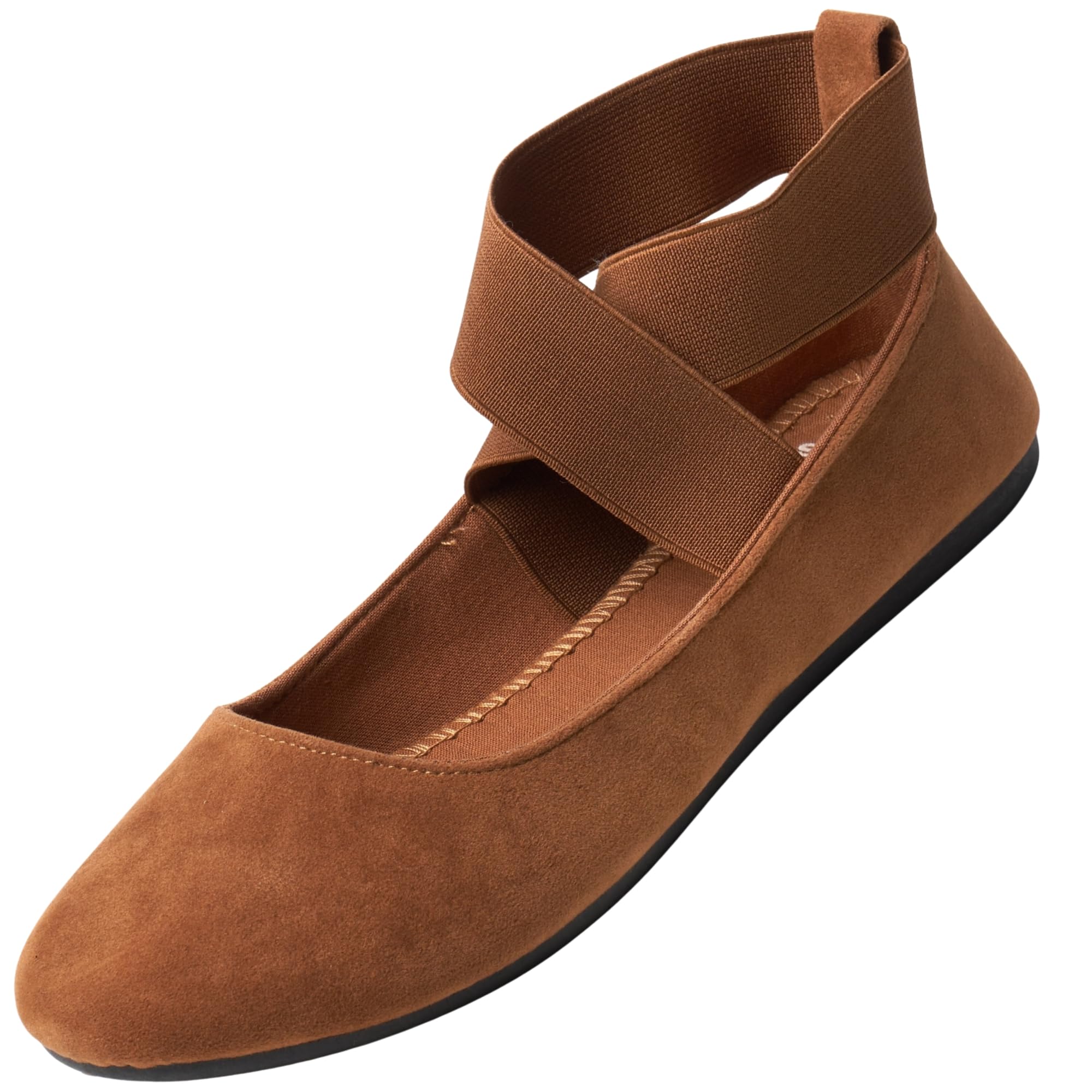 Alpine Swiss Peony Ballet Flats Shoes for Women | Elastic Ankle Strap Flats | Round Closed-Toe | Slip On Loafers | Padded for Comfort | Runs Small