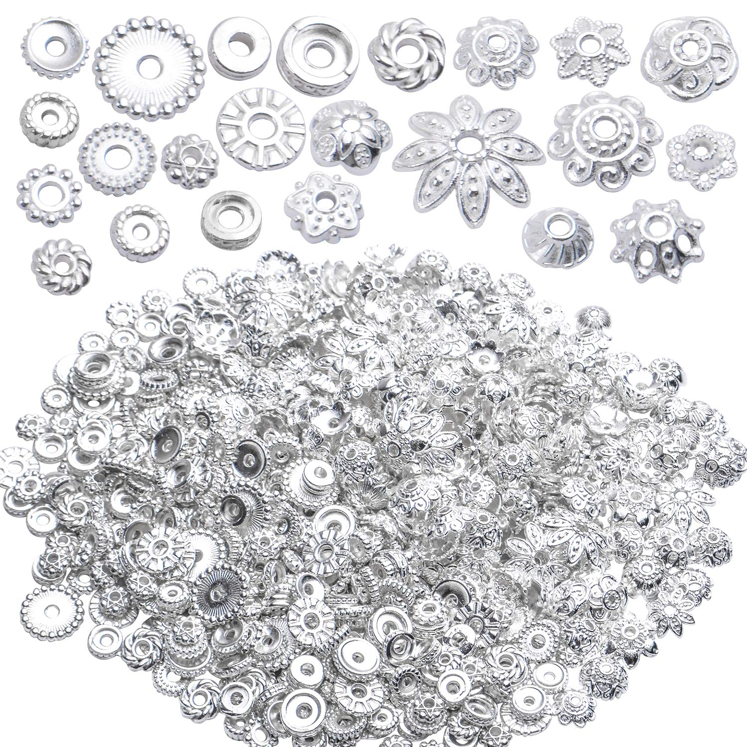 Cuentas de metal de estilo plata tibetana brillante para acabados de alta joyería