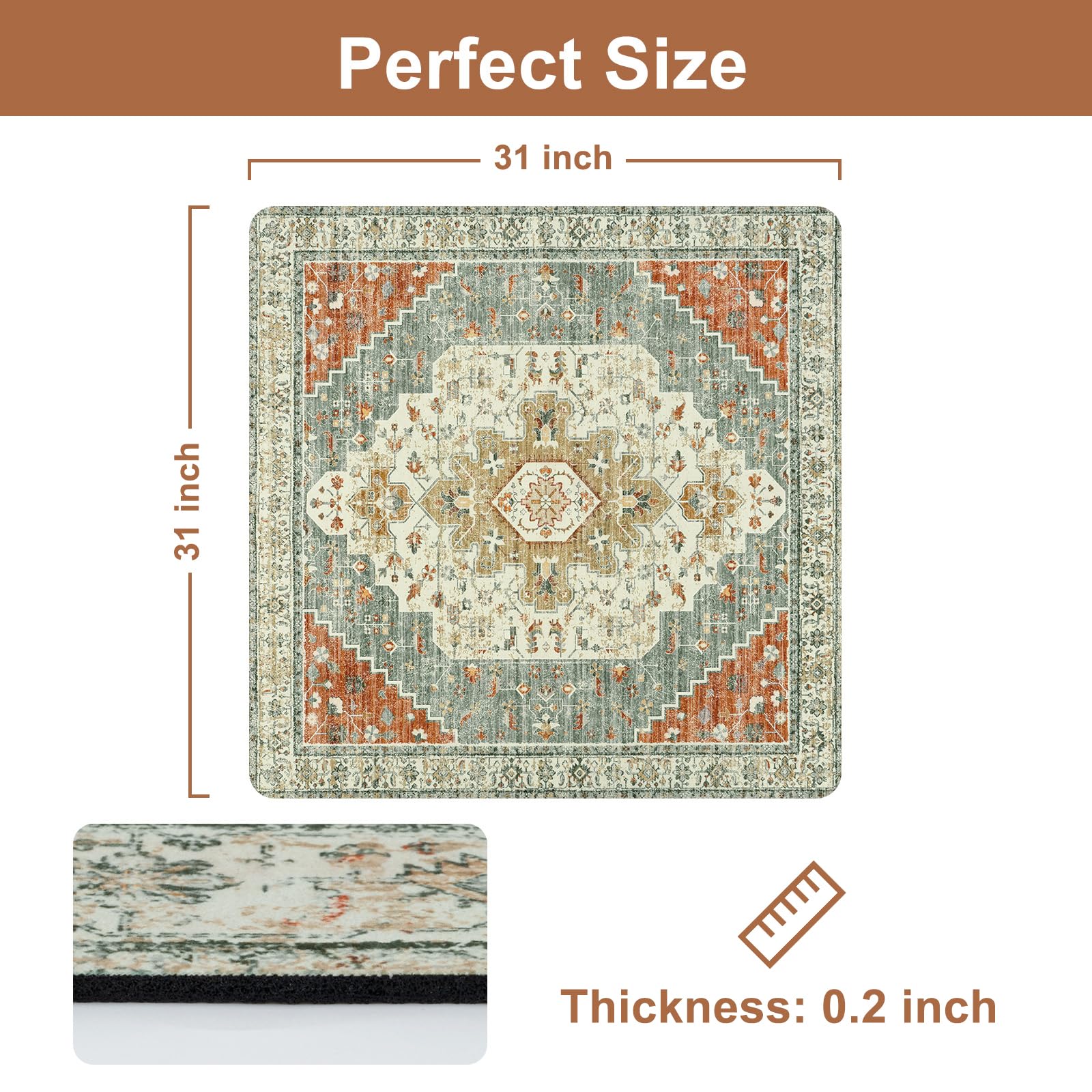 Tapete Escada Antiderrapante OJIA - 78,7x78,7cm Borracha E Lã