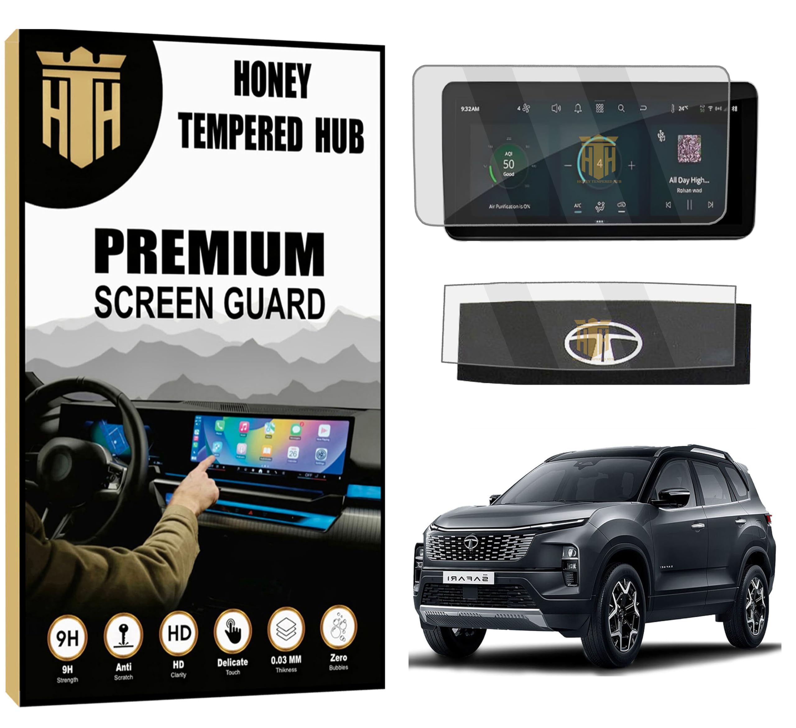 Screen Guard for Tata Altroz, Nexon, Nexon EV, Harrier, Safari -Car Stereo Screen Protector, Full Coverage, HD Clear (Safari (10.25 INCH))-image-10
