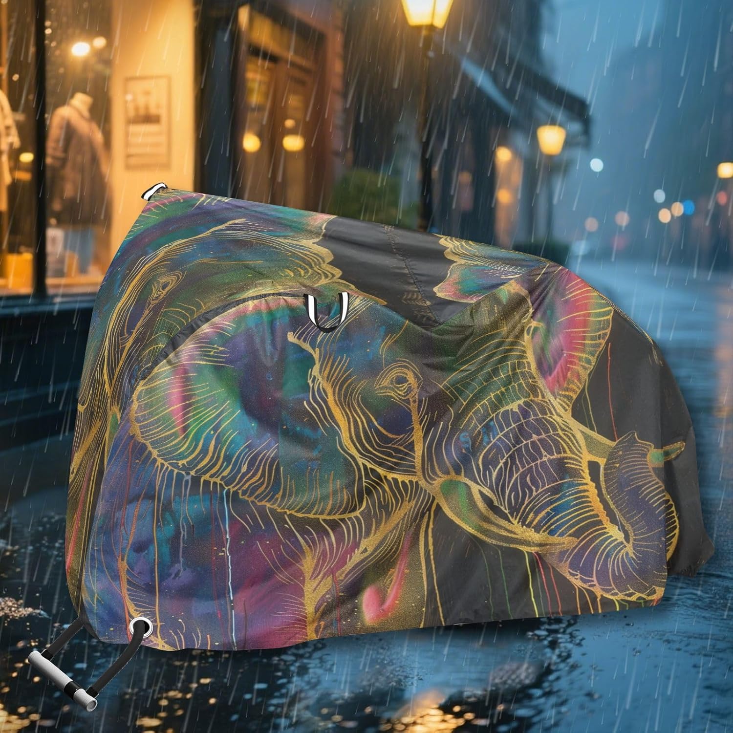 ALAZA Elephant Portrait Art Bike Cover Waterproof Outdoor Ebike Bicycle Covers Tarp Protection for 1/2 Bikes, Sun UV Dust Wind Proof