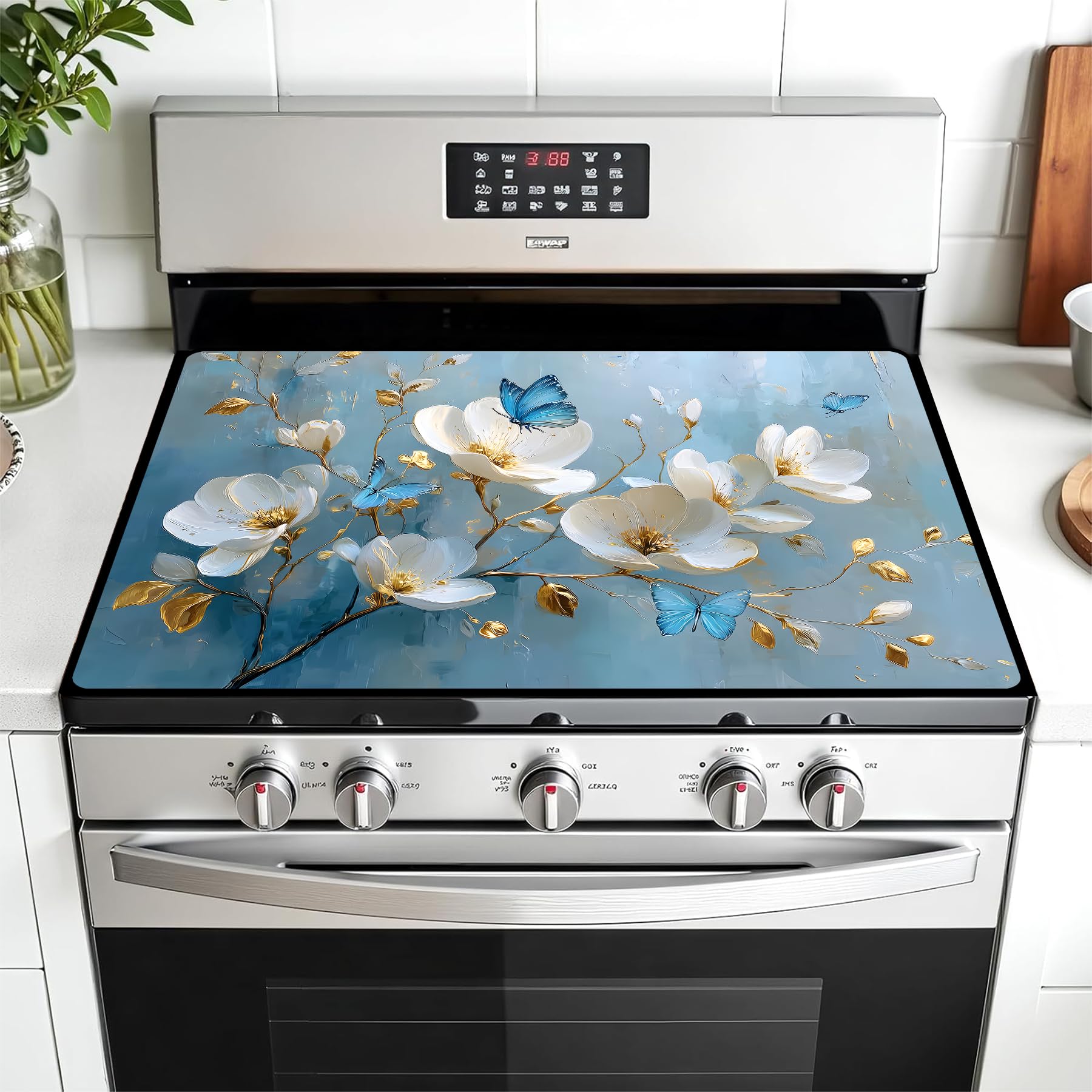 Multi-Design Stove Top Cover for Glass/Electric Stoves - 3-in-1 Heat-Resistant Protector Mat, Non-Slip Drying Rack 28"x20"