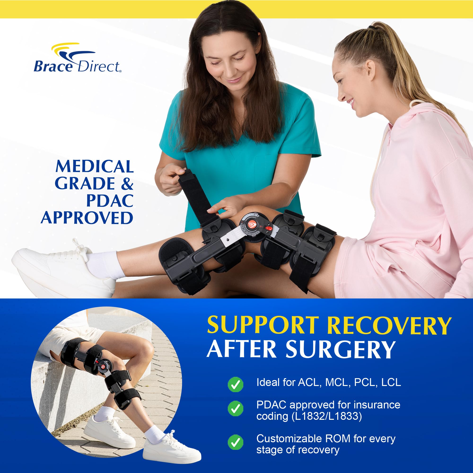 Brace Direct Breg T Scope - Ginocchiera post-operatoria Premier, supporto per recupero e gestione degli infortuni