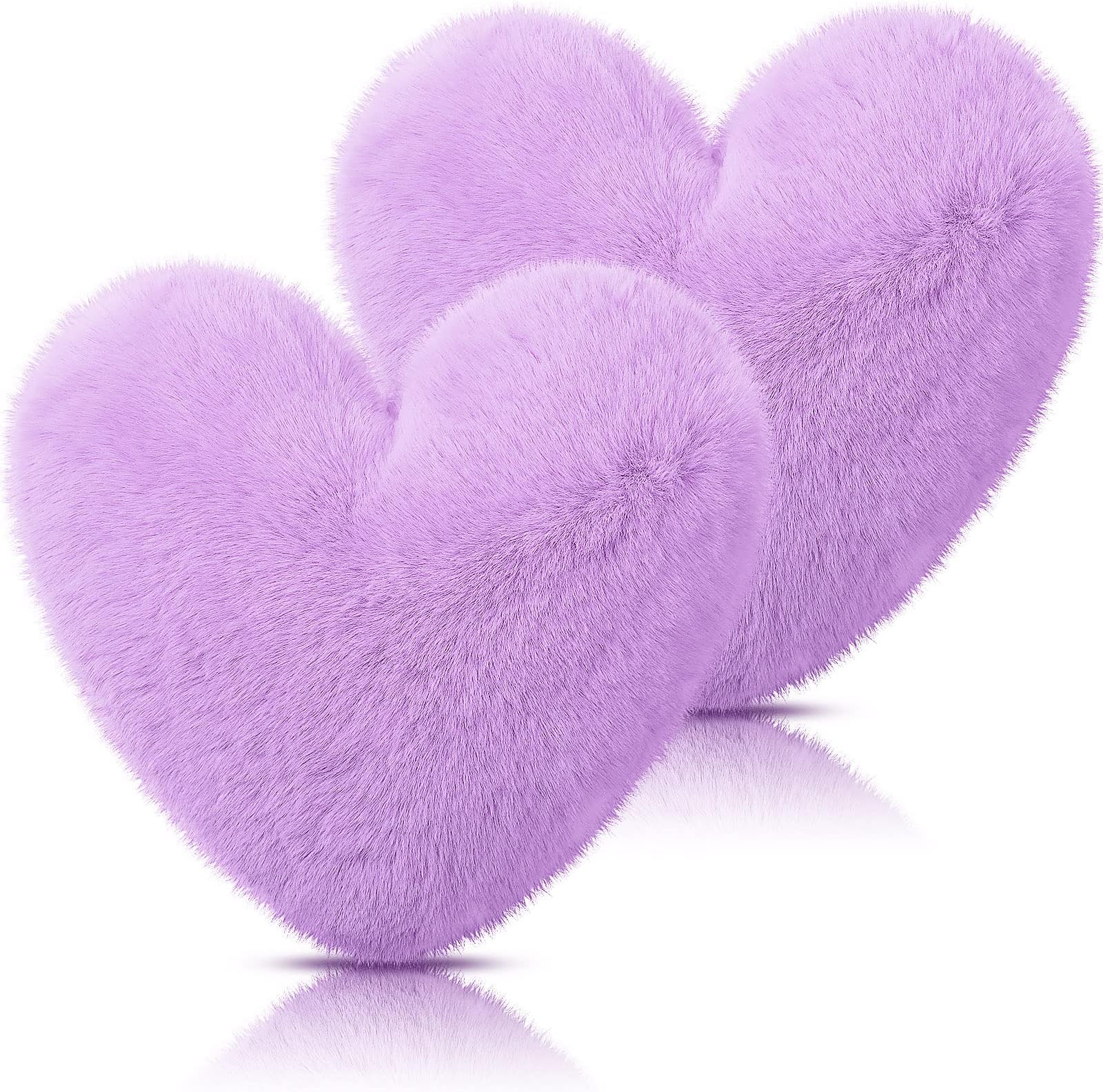 2 Pcs Purple Heart Shaped Throw Pillows