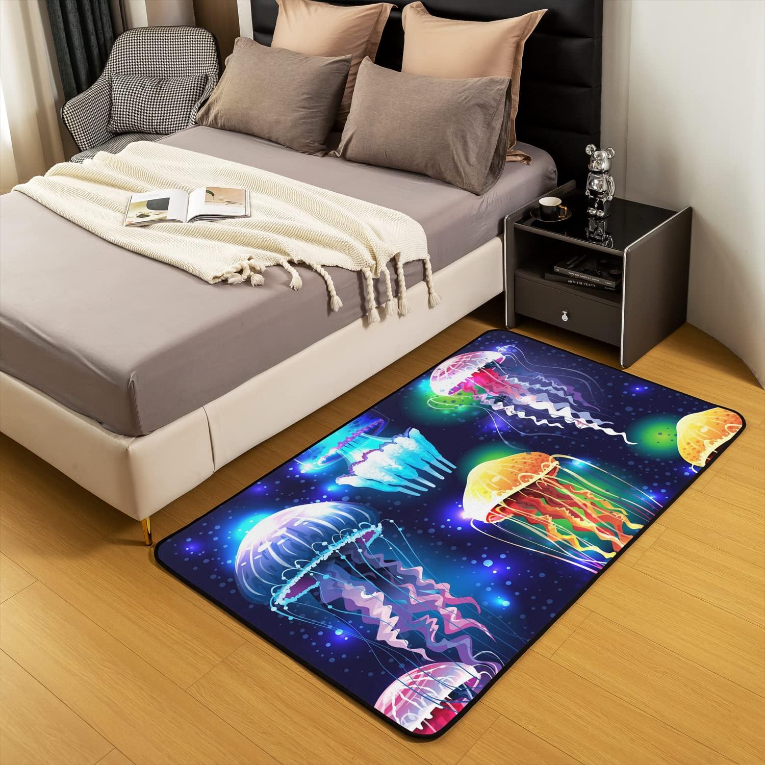 Jellyfish Area Rug 3'x5' Ocean Creature Themed Floor Mat for Home Decor Durable Indoor Entry Rug Accent Rug Mats Colorful Sea Animal Entrance Rug Soft Carpet for Livingroom, Bedroom
