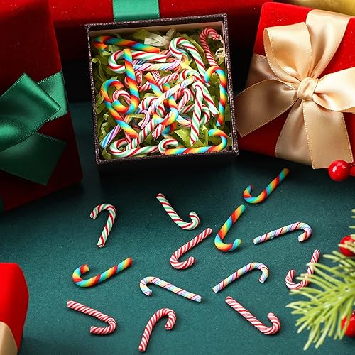 Miniatura 4 de 120 piezas de decoraciones de bastones de caramelo de Navidad, dulces falsos, suministros de manualidades, adornos de menta para Navidad, accesorios