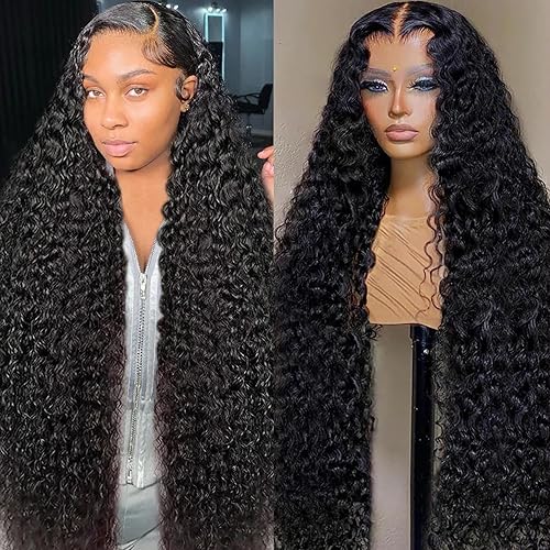 26Inch Deep Wave Lace Front Wigs Human Hair 13X6 deep Wave HD Lace Frontal Wigs 200% Density Glueless Brazilian Curly Human Hair Pre Plucked with Baby Hair Curly Lace Front Wig Human Hair