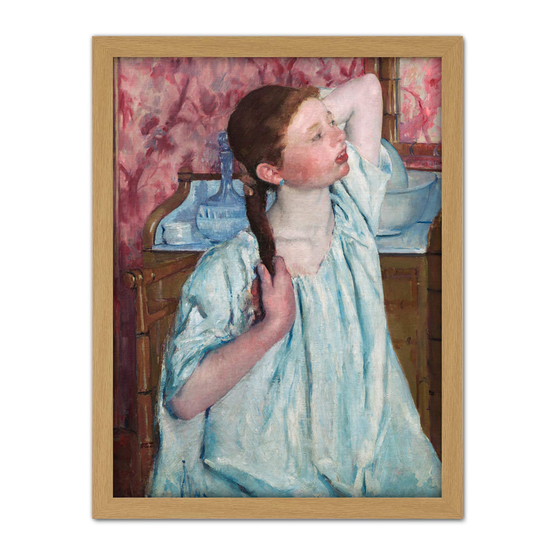Mary Cassatt Girl Arranging Her Hair Large Framed Art Print Poster Wall Decor 18x24