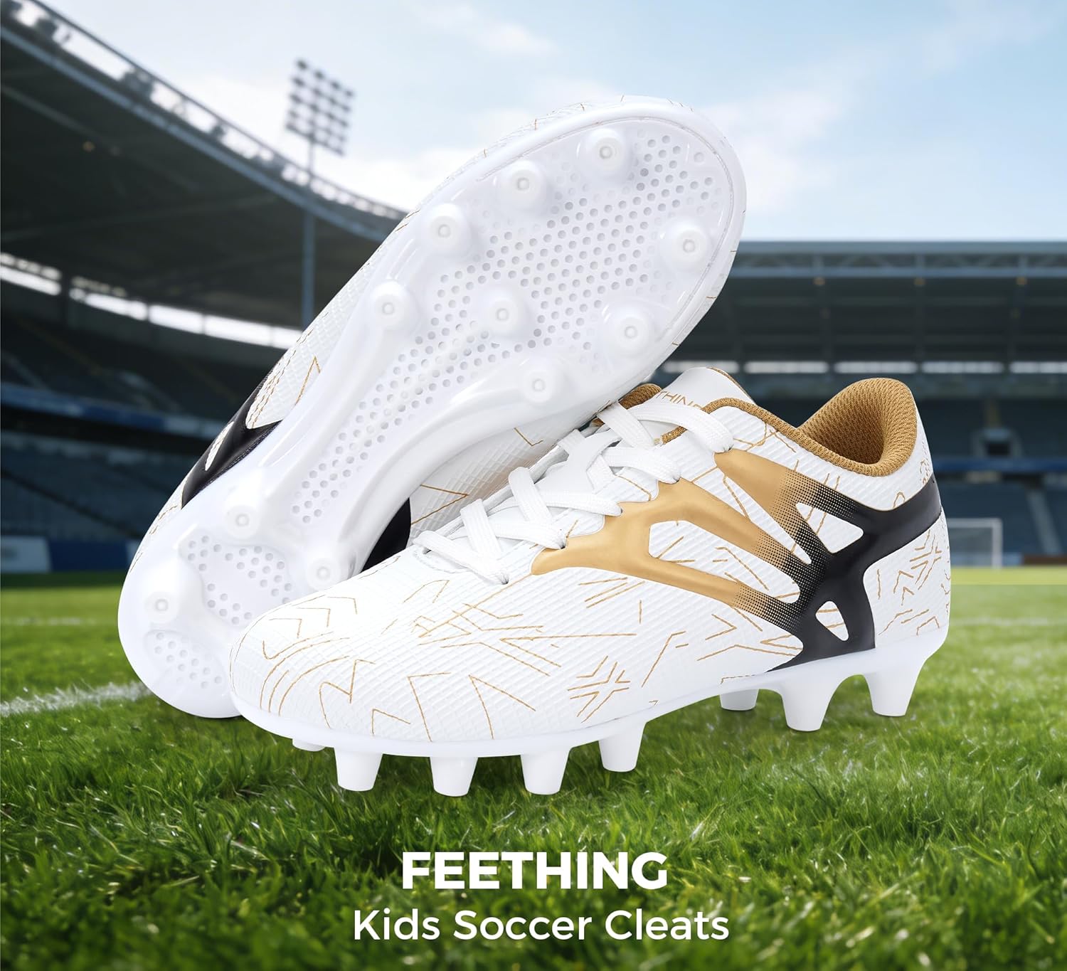Kids Soccer Cleats Firm Ground - Lightweight Breathable Football Shoes for Boys Girls Youth Outdoor Training on Natural Grass - Image 3