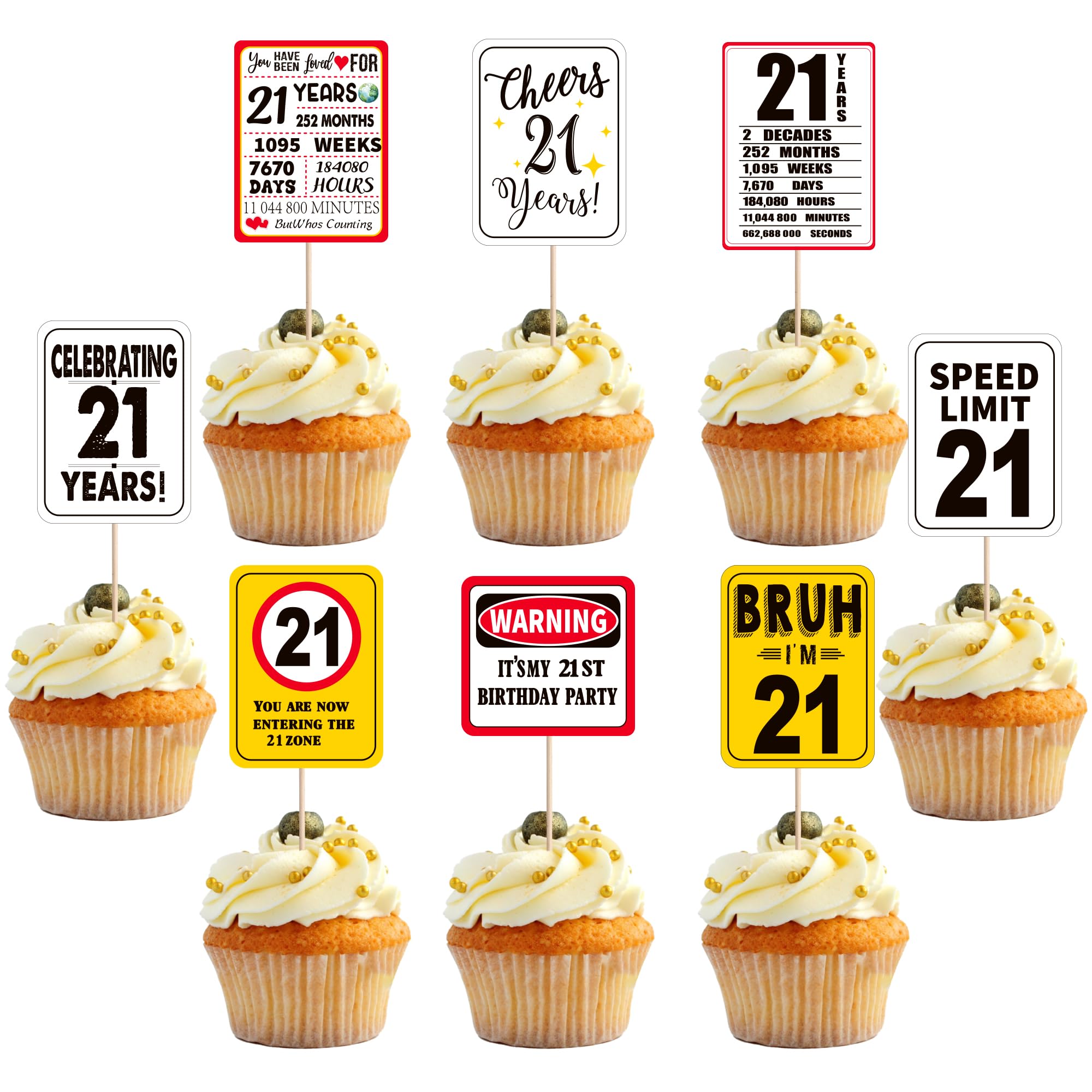 40 Stück 21st Geburtstag Tortendeko Prost auf 21 Jahre Kuchen Deko It's My 21st Birthday Cupcake Dekorationen für Geburtstag Jahrestag Party Kuchen Dekorationen