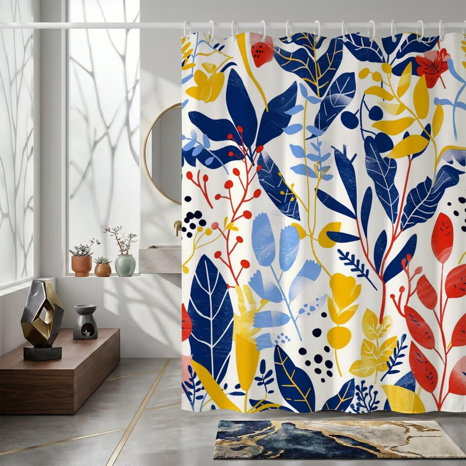 Rideaux baignoire polyester 150x170 lavable avec anneaux oeillets pour salle de bain