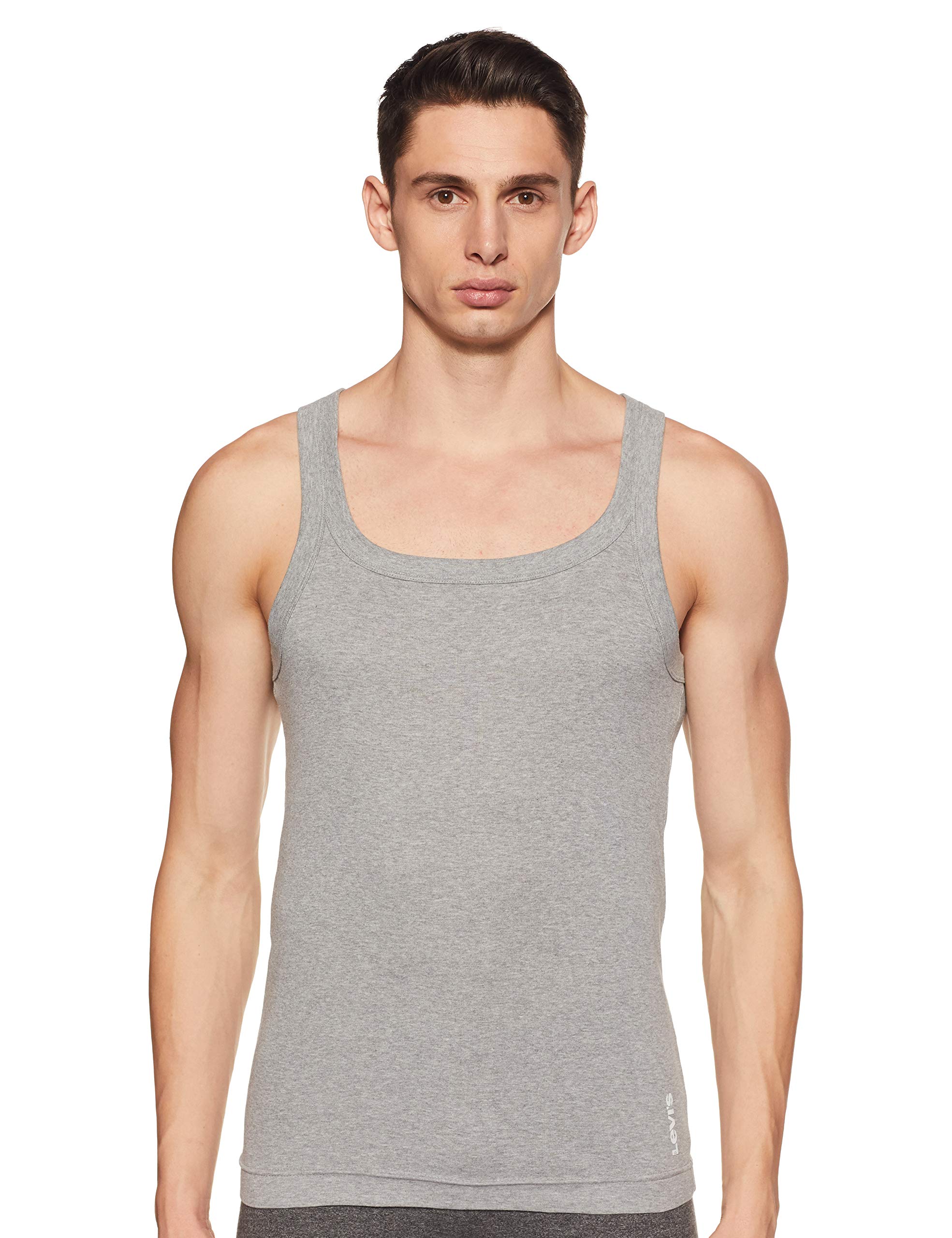 015 men's rib 100% cotton solid vest - square-neck, sleeveless side branding, snug fit with easy tucked (pack of 1)