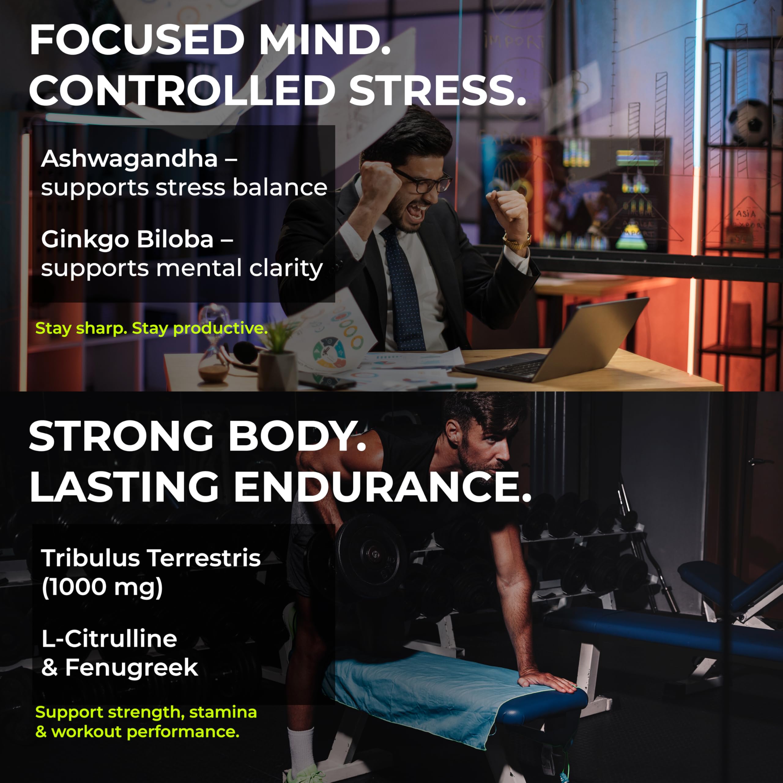 Health Veda Organics Testo-7X Supplement with 1000mg Tribulus Terrestris & Ashwagandha - 60 Tablets | 7-in-1 Natural Blend for Men's Strength, Stamina & Energy | Muscle Support & Vitality Formula 4