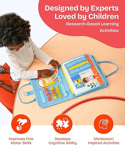 Miniatura 3 de Montessori - Tablero de actividades sensoriales para niños pequeños, libros interactivos para bebés y libros de actividades sensoriales para niños