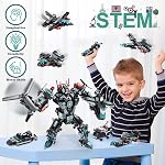 STEM 25 in 1 Transforming Robot Building Kit, 577 PCS Building Toy Kit, 25-in-1 Building Bricks Educational Construction Set Engineering Toys, Learning Toy for Boys Age 6-12