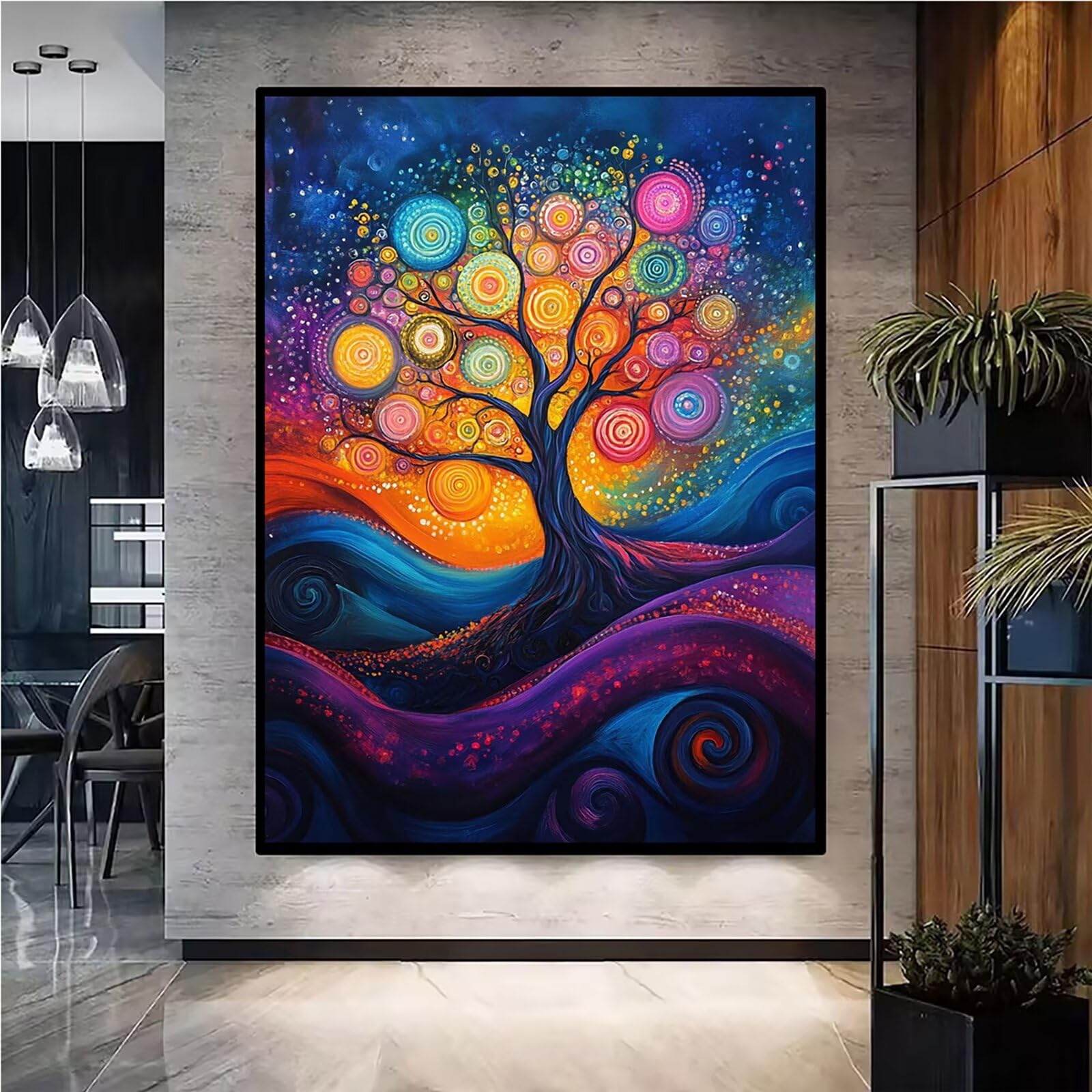 Diamond Painting Kit Completo, Diamond Painting Astratto, 5D Quadrato Pittura Diamante Kit Manualidades Adultos DIY Diamantini Crystal Art Disegni Ricamo Punto Croce Artigianale,80x100cm Albero j0-957
