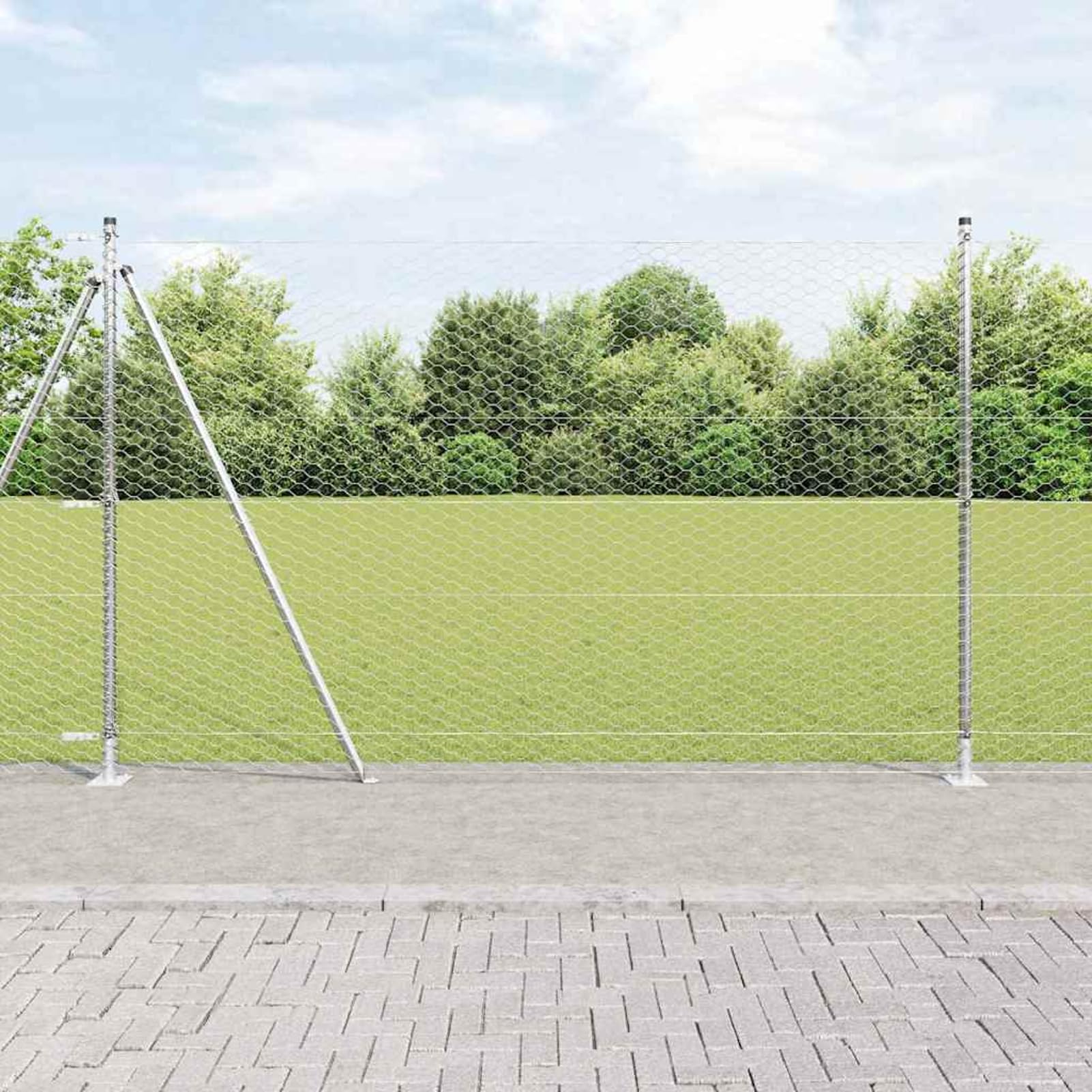 Słupki ogrodzeniowe ze stali, srebrne, 1000 x 3,2 x 160 cm, 5 sztuk – odporne na promieniowanie UV, wytrzymałe, łatwe w montażu, do użytku na zewnątrz