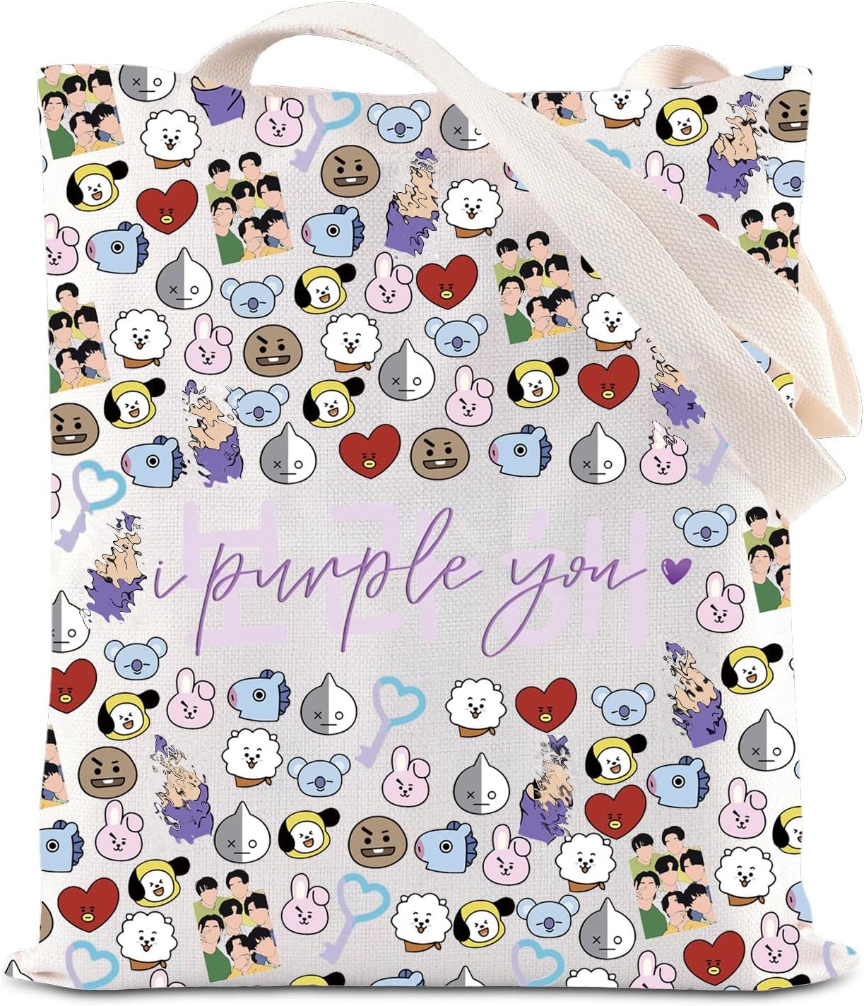 Army Inspired Gift I Purple You Tote Bag Korean Fan Gift I Love You Handbag Boys Band Inspired Shopping Bag